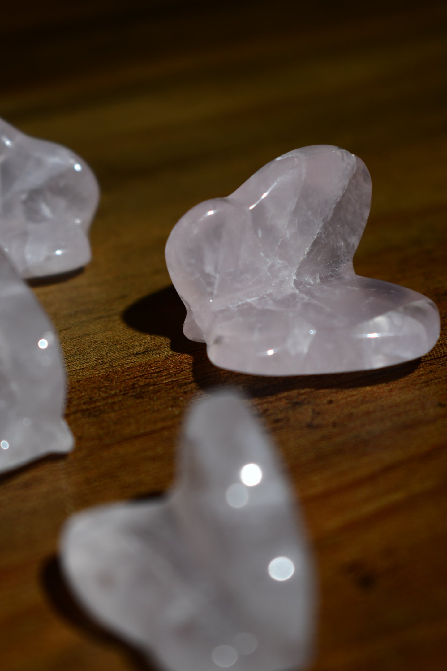 Mini Rose Quartz Butterfly Carving