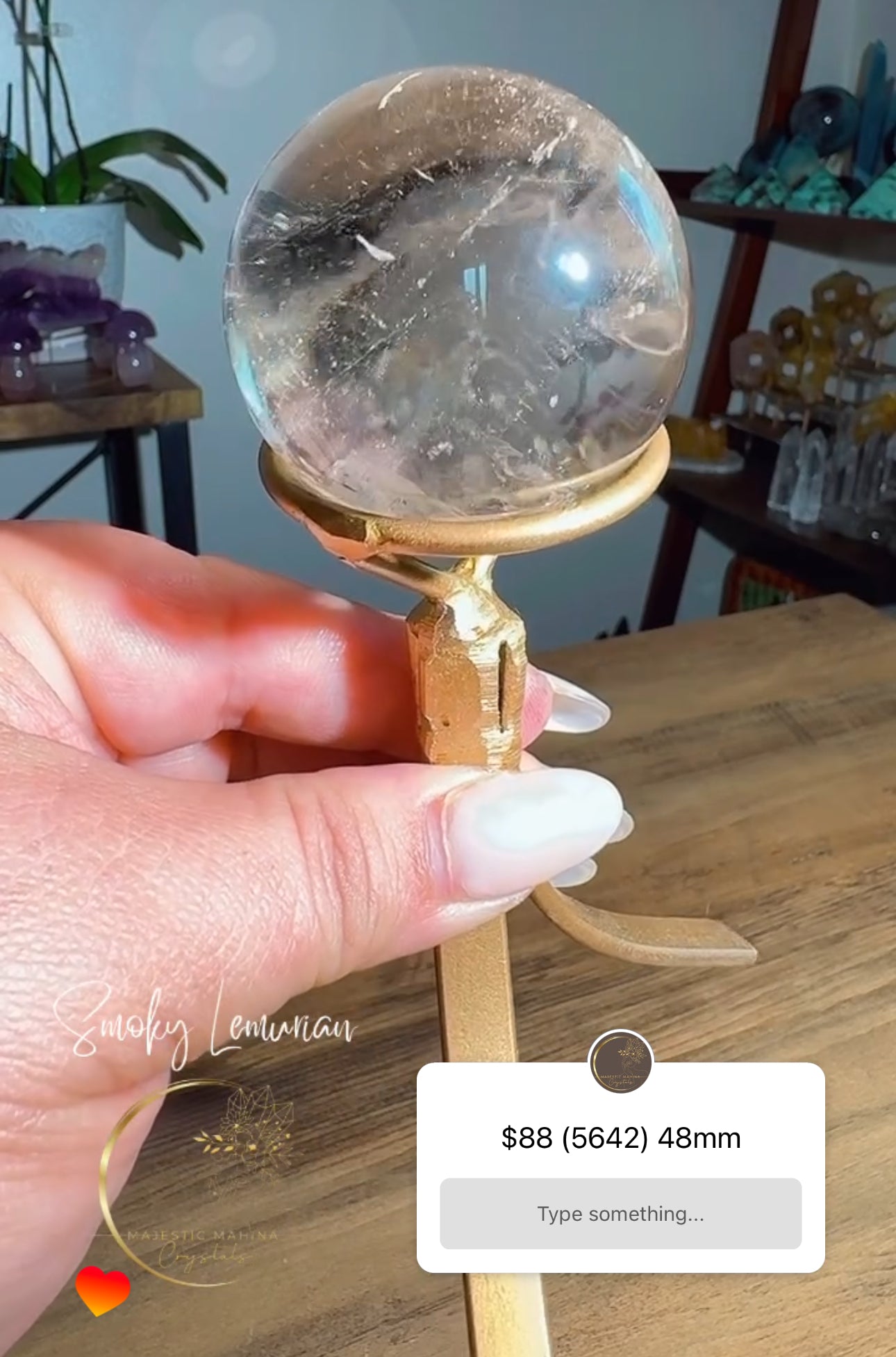 Smoky Lemurian Sphere on Stationary Stand