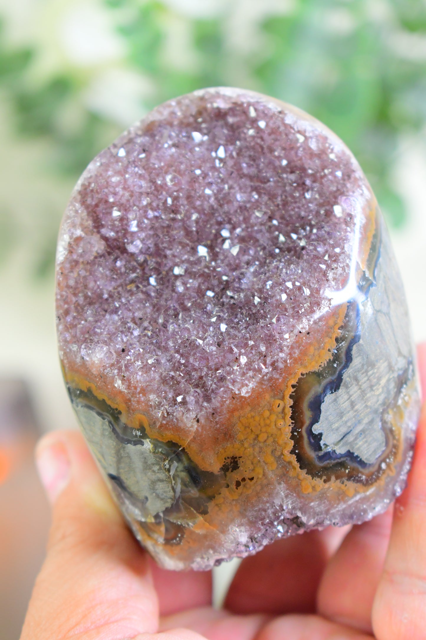 Druzy Amethyst Stalactite Cut Base/ Amethyst/ Calcite High Quality Crystals/ Gifts for Him/ Gifts for Her/ Healing Crystals/ Calming/ Pink