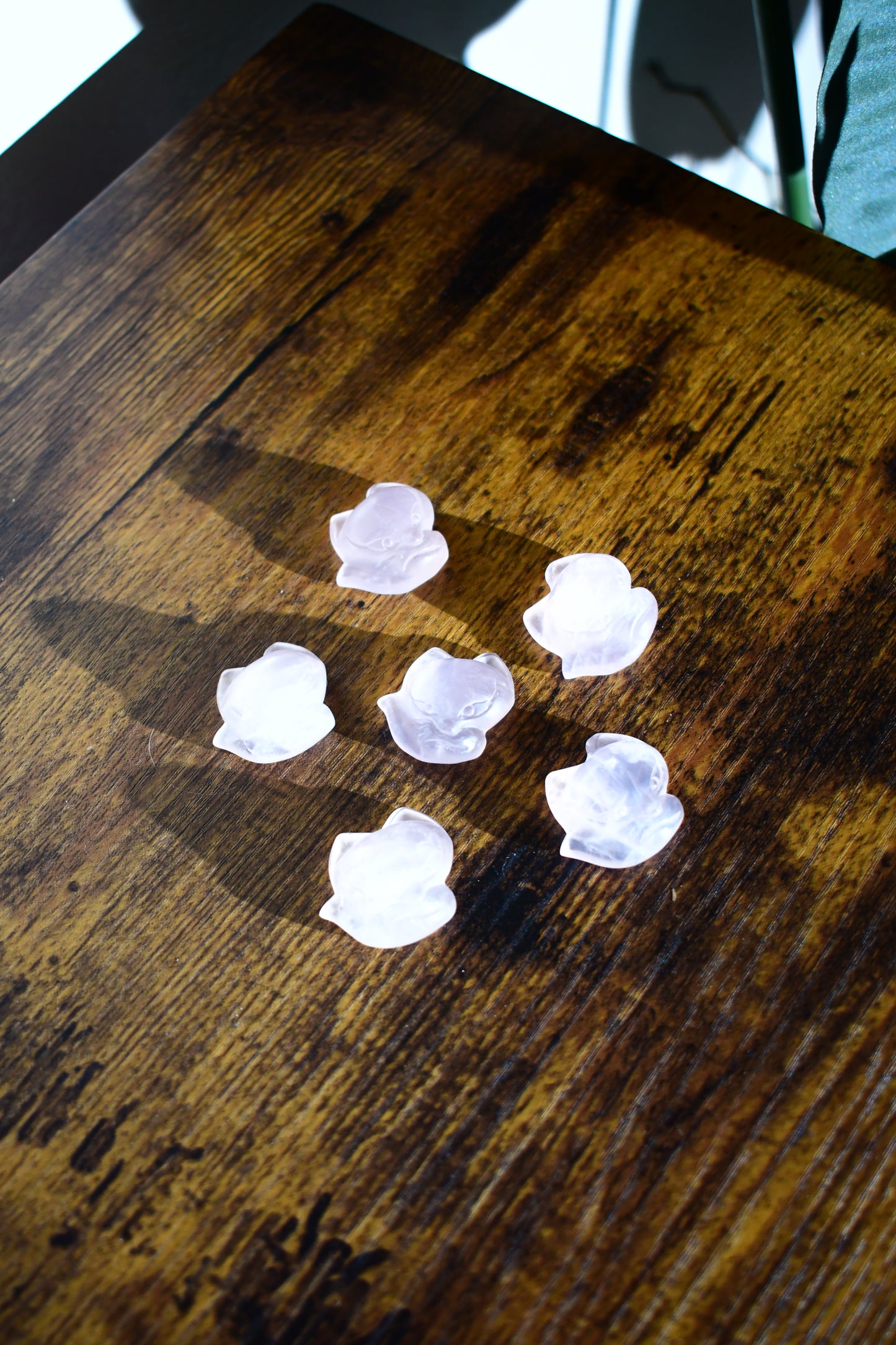 Mini Rose Quartz Nine-Tail Fox Carving