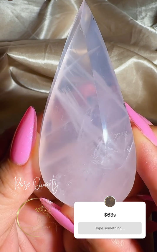 Rose Quartz Drippy Drop on Stand