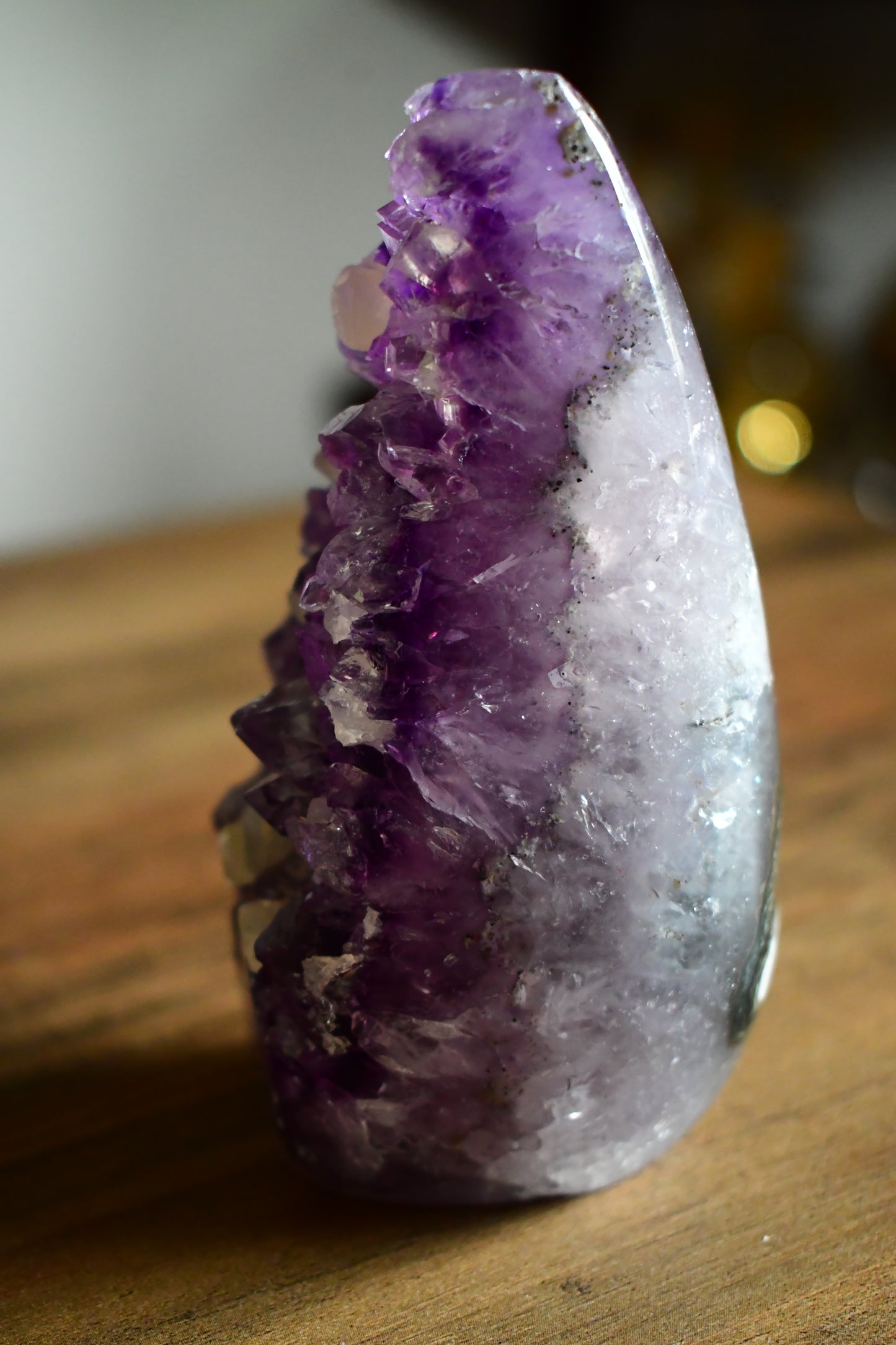 Druzy Amethyst, Calcite & Agate Flame