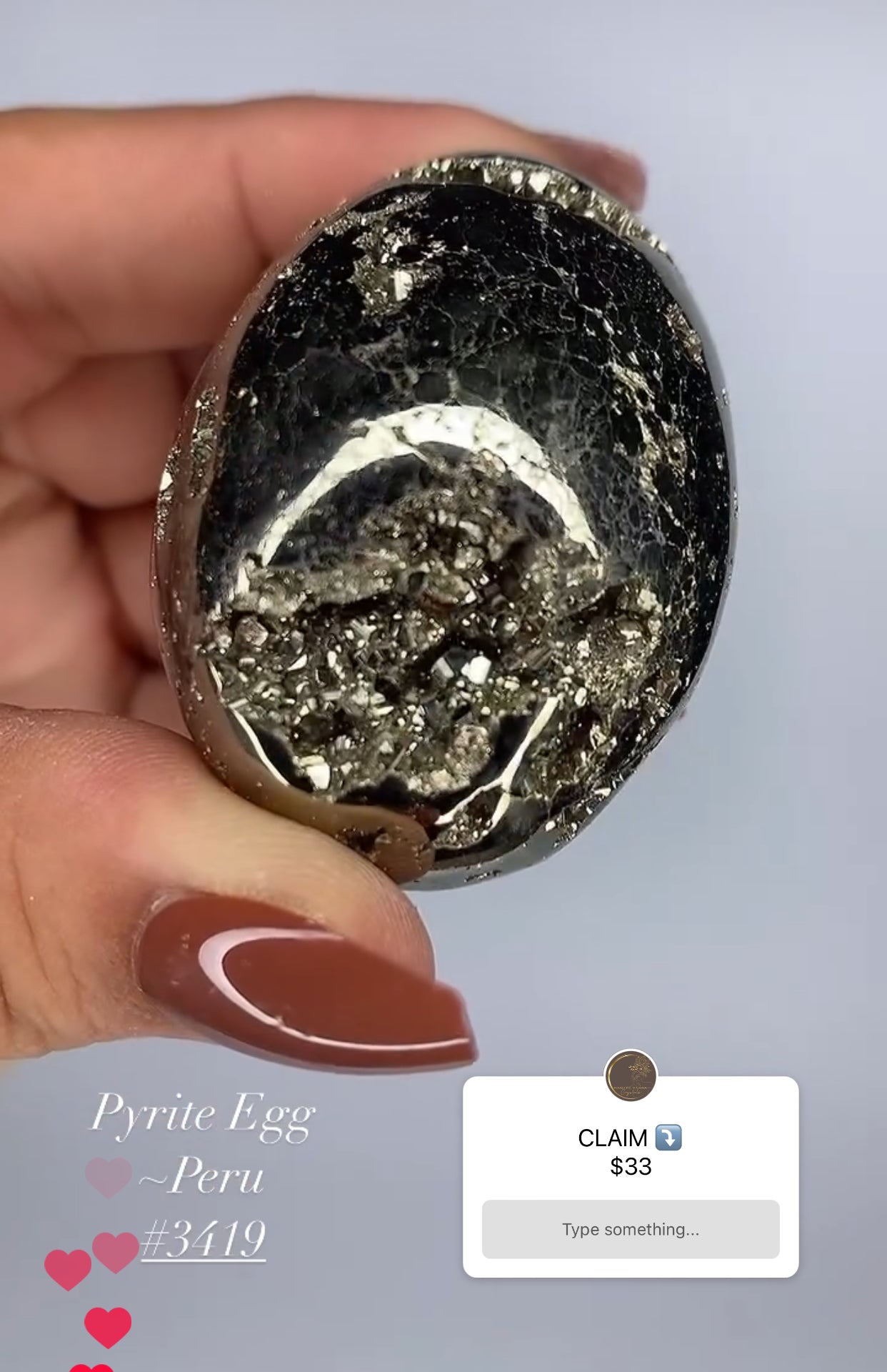 PYRITE EGG CARVING- PERU