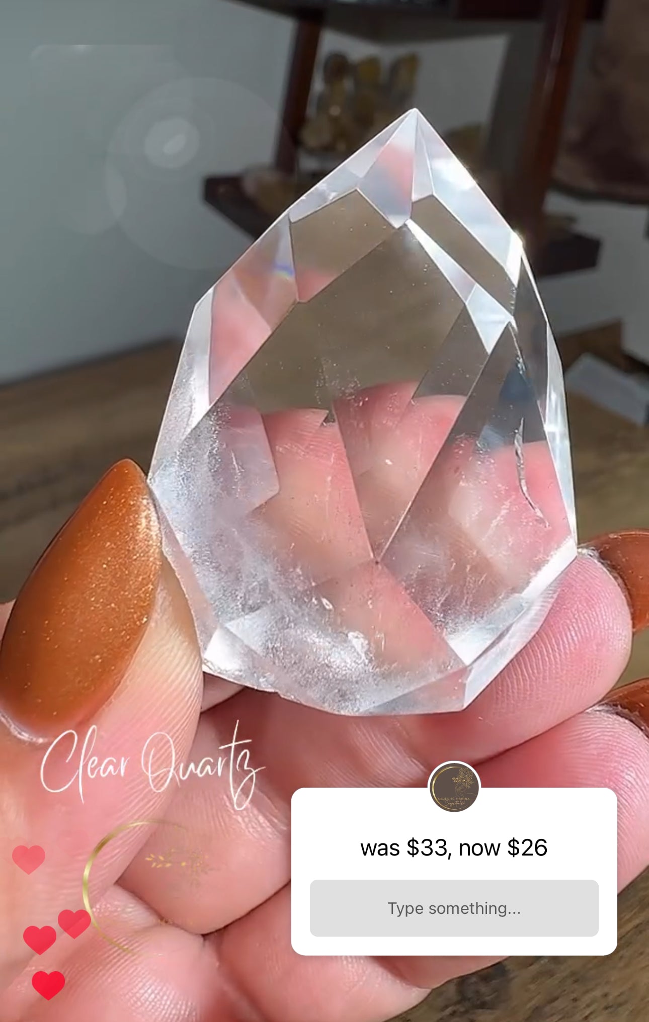 Clear Quartz Faceted Flame