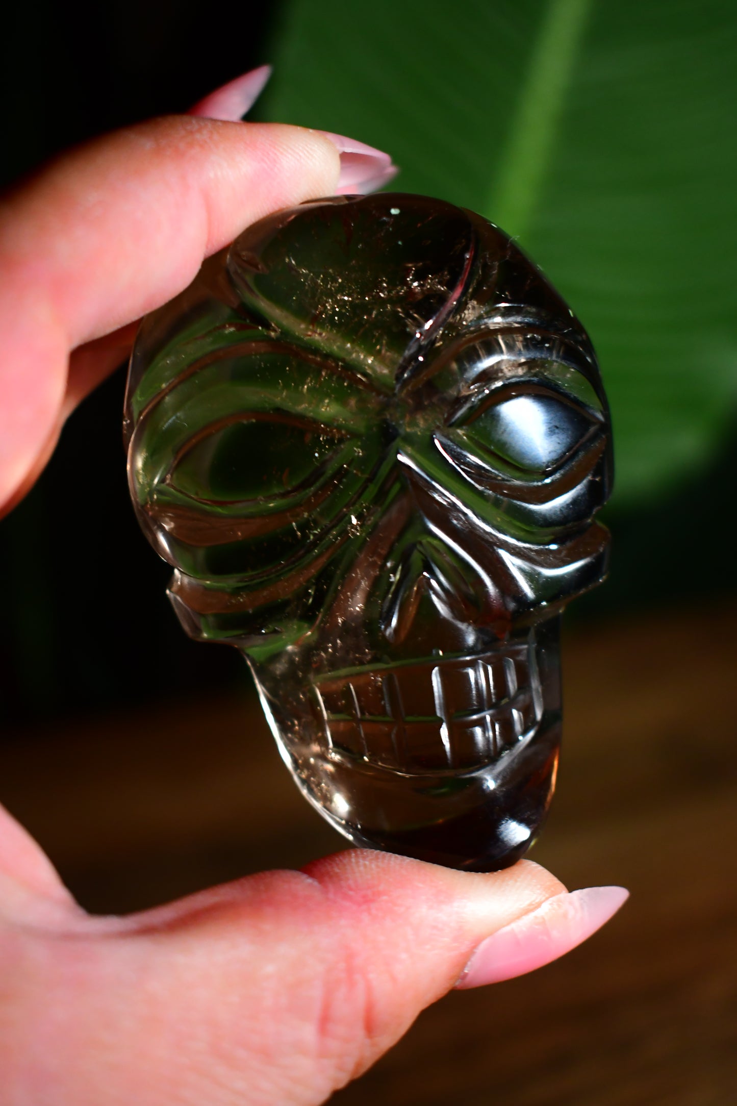 Smoky Quartz Skull Palm 01