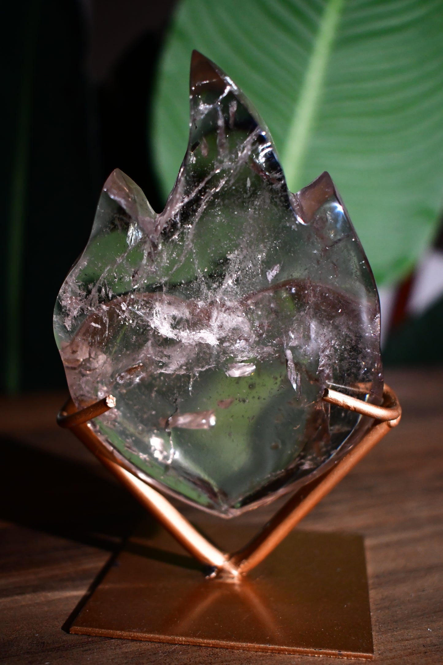 Smoky Quartz Eternal Heart Flame with Custom Stand