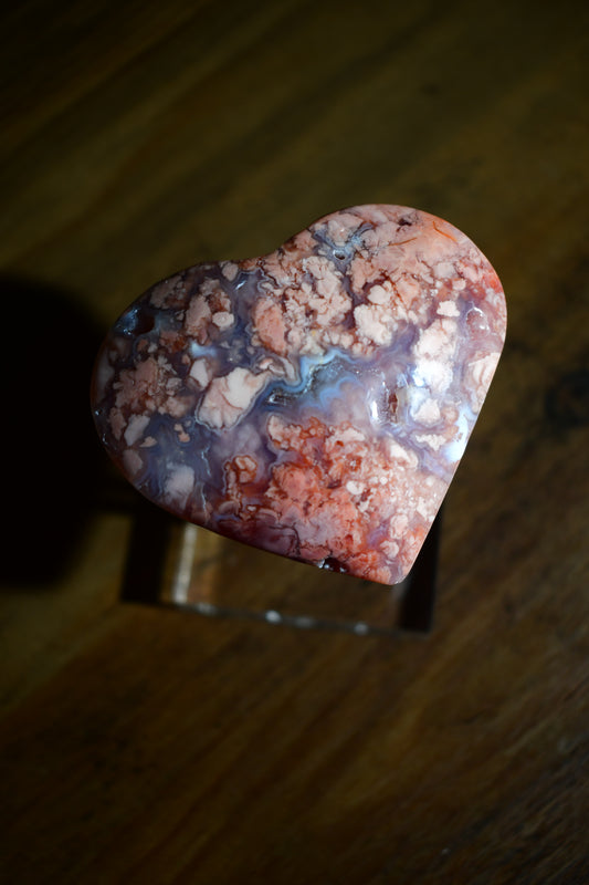 Pink Agate Heart Palm