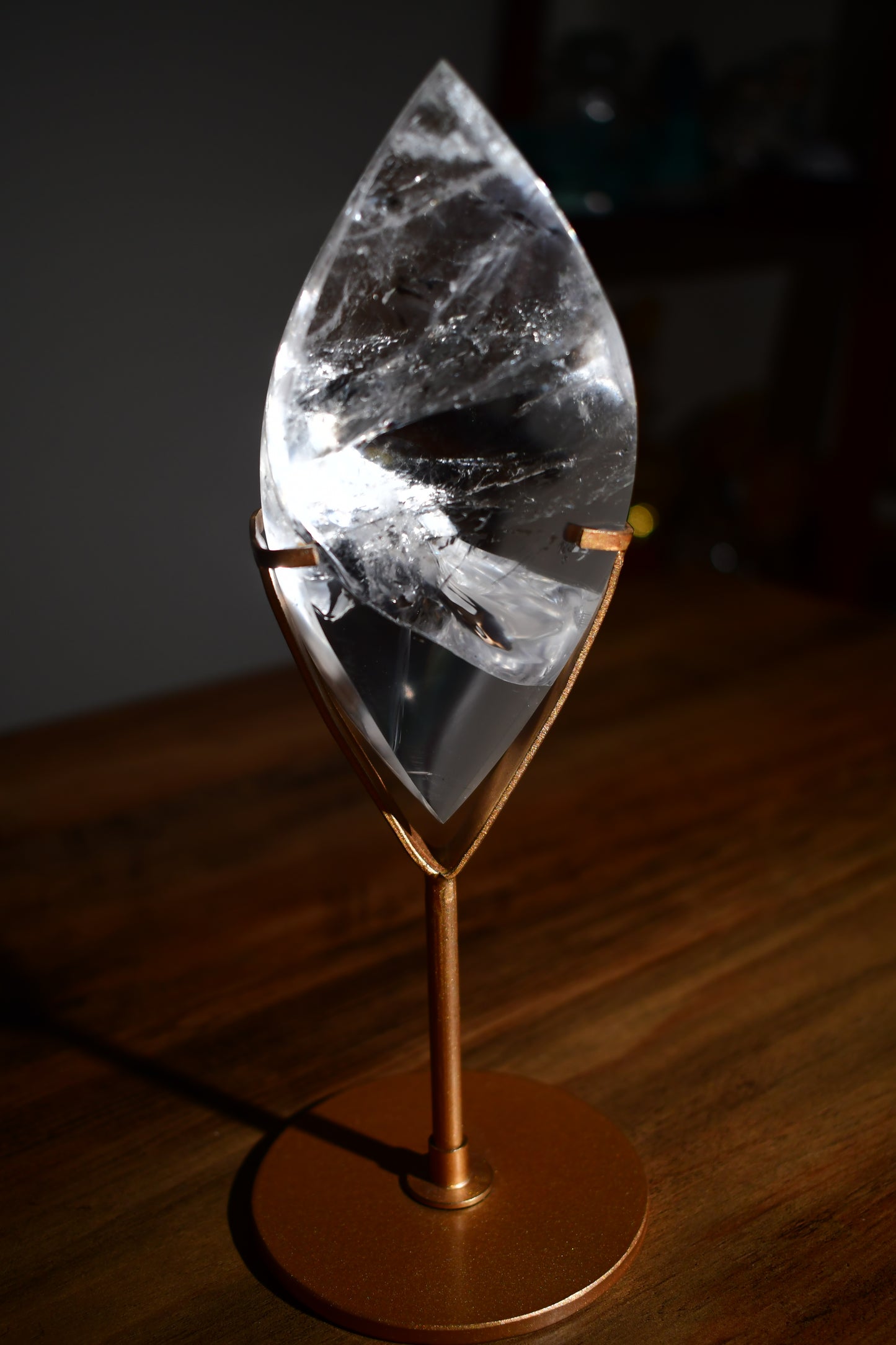 Clear Quartz Flame on Stand