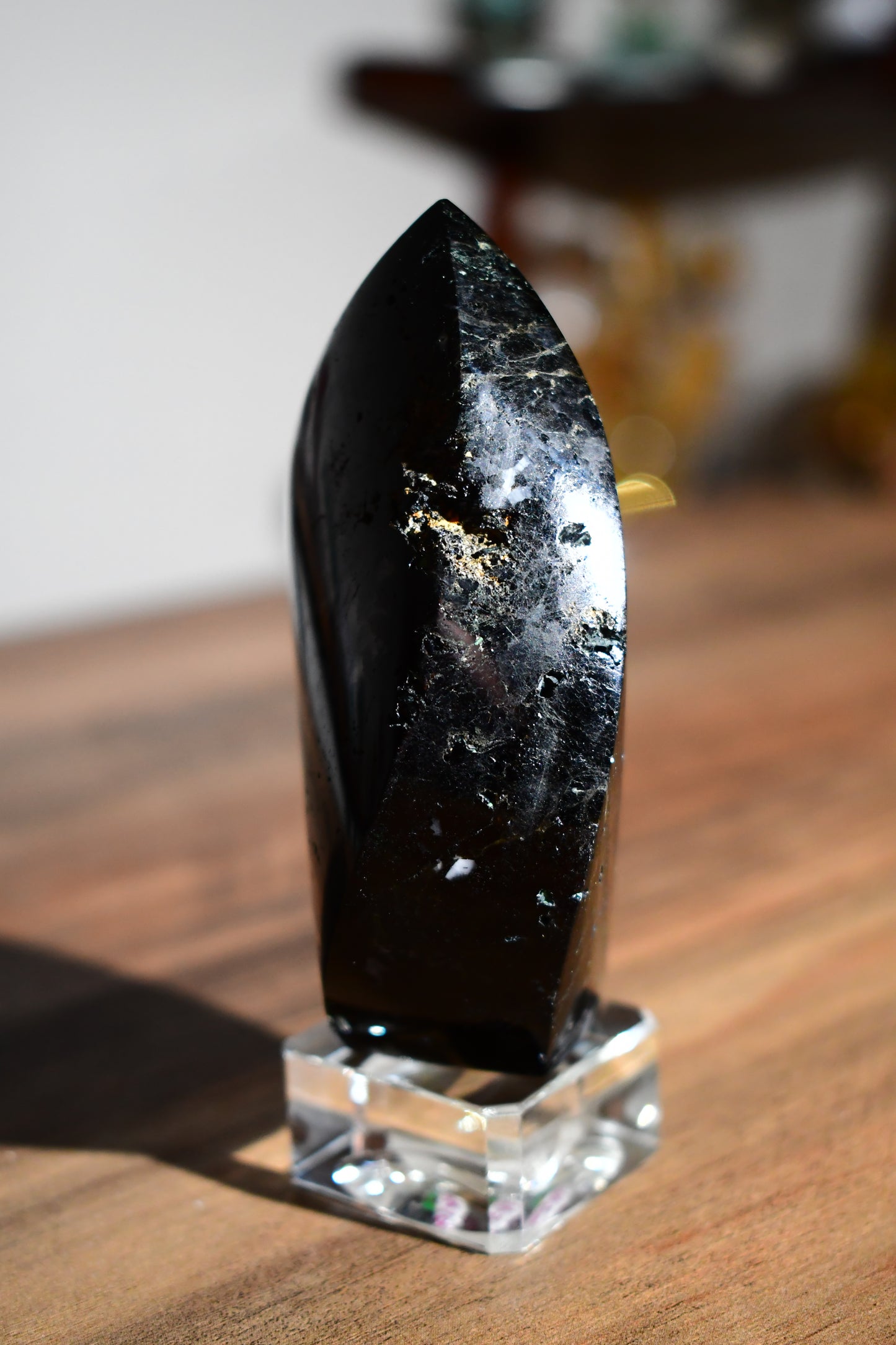 Black Tourmaline in Quartz Flame