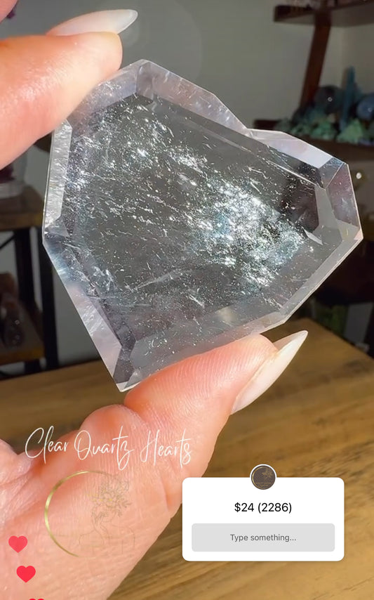 Clear Quartz Faceted Heart