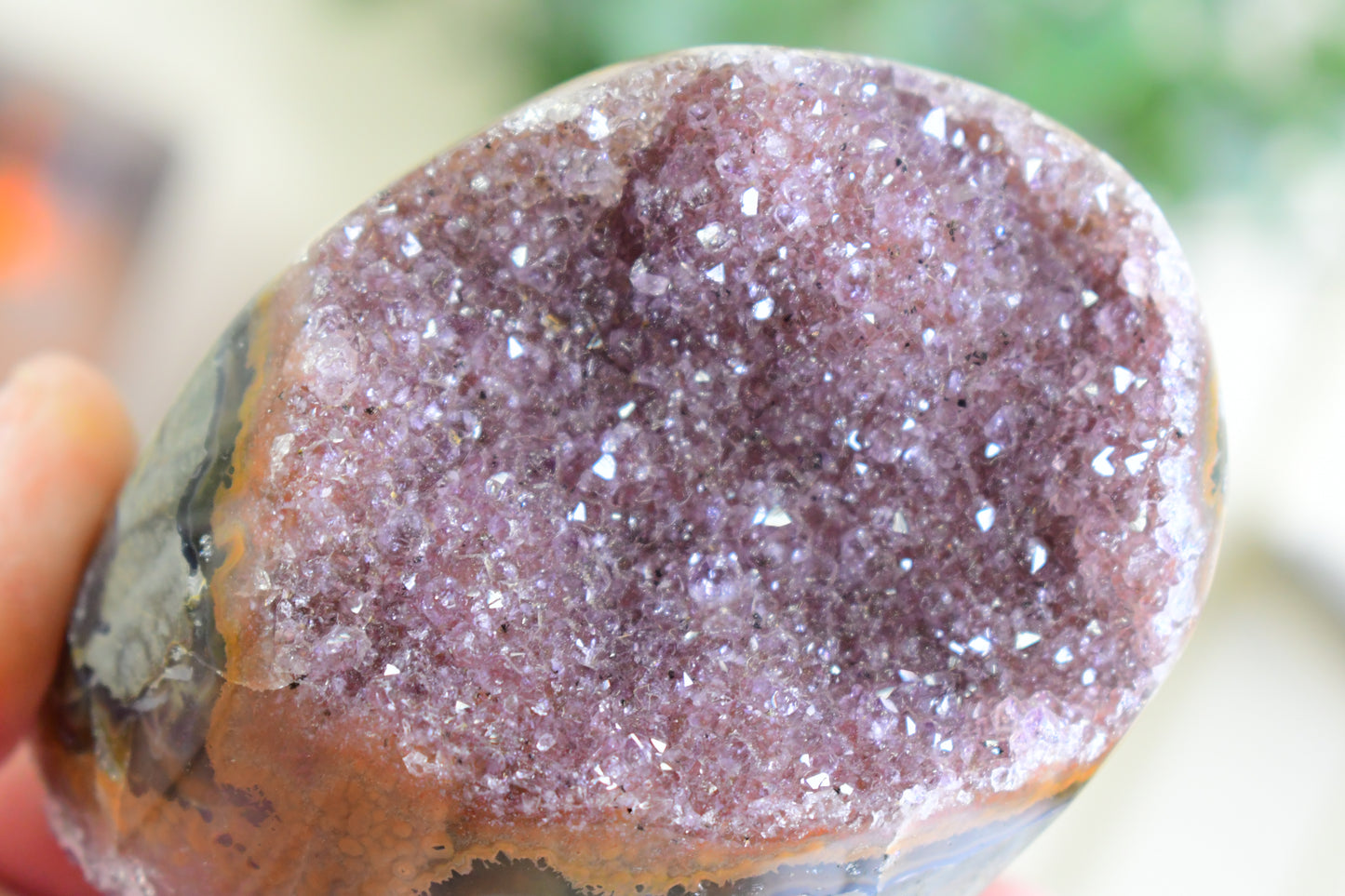 Druzy Amethyst Stalactite Cut Base/ Amethyst/ Calcite High Quality Crystals/ Gifts for Him/ Gifts for Her/ Healing Crystals/ Calming/ Pink