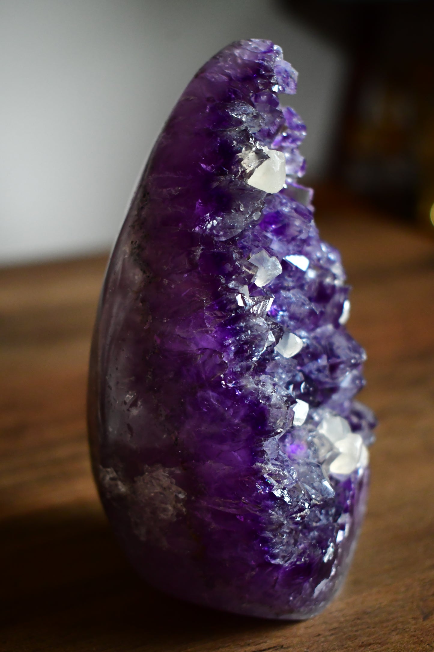 Druzy Amethyst, Calcite & Agate Flame