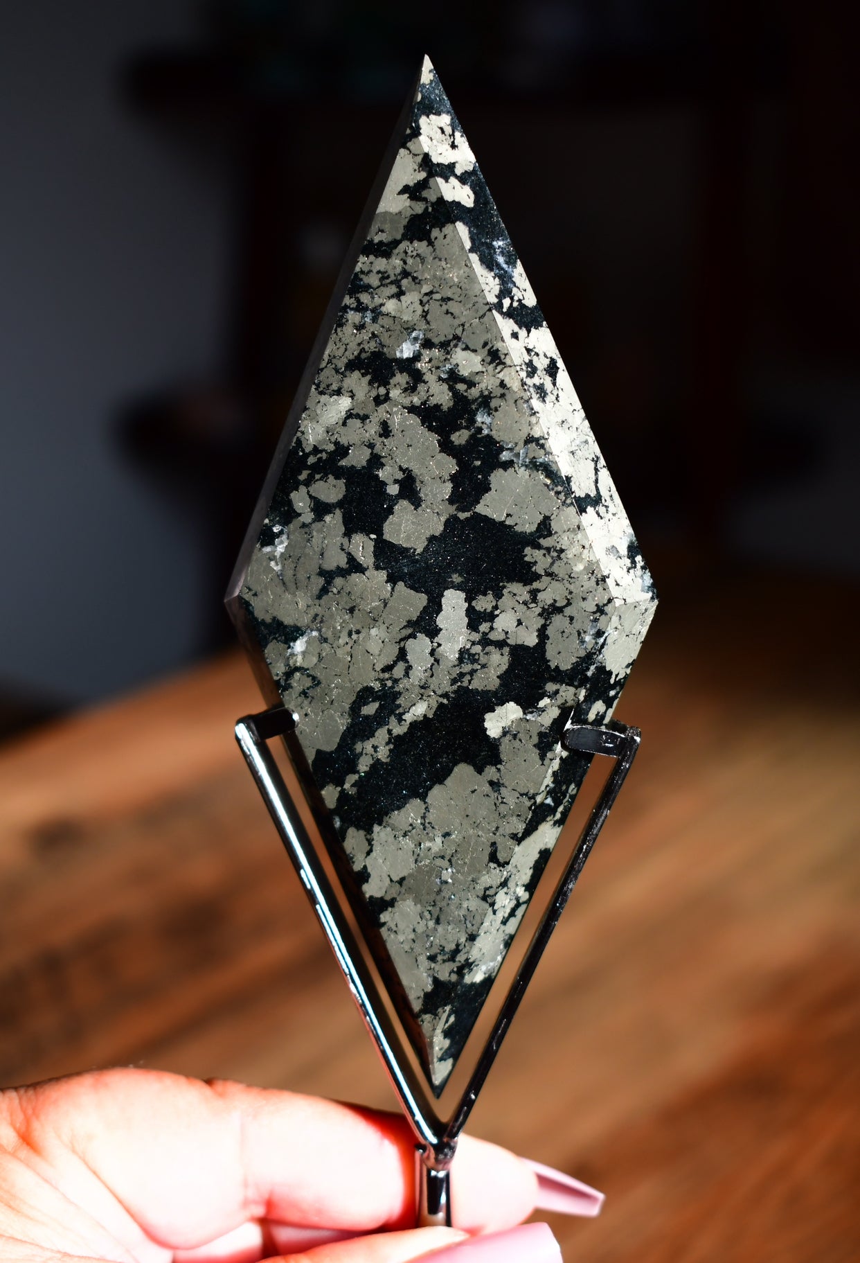 Pyrite Rhombus on Stand