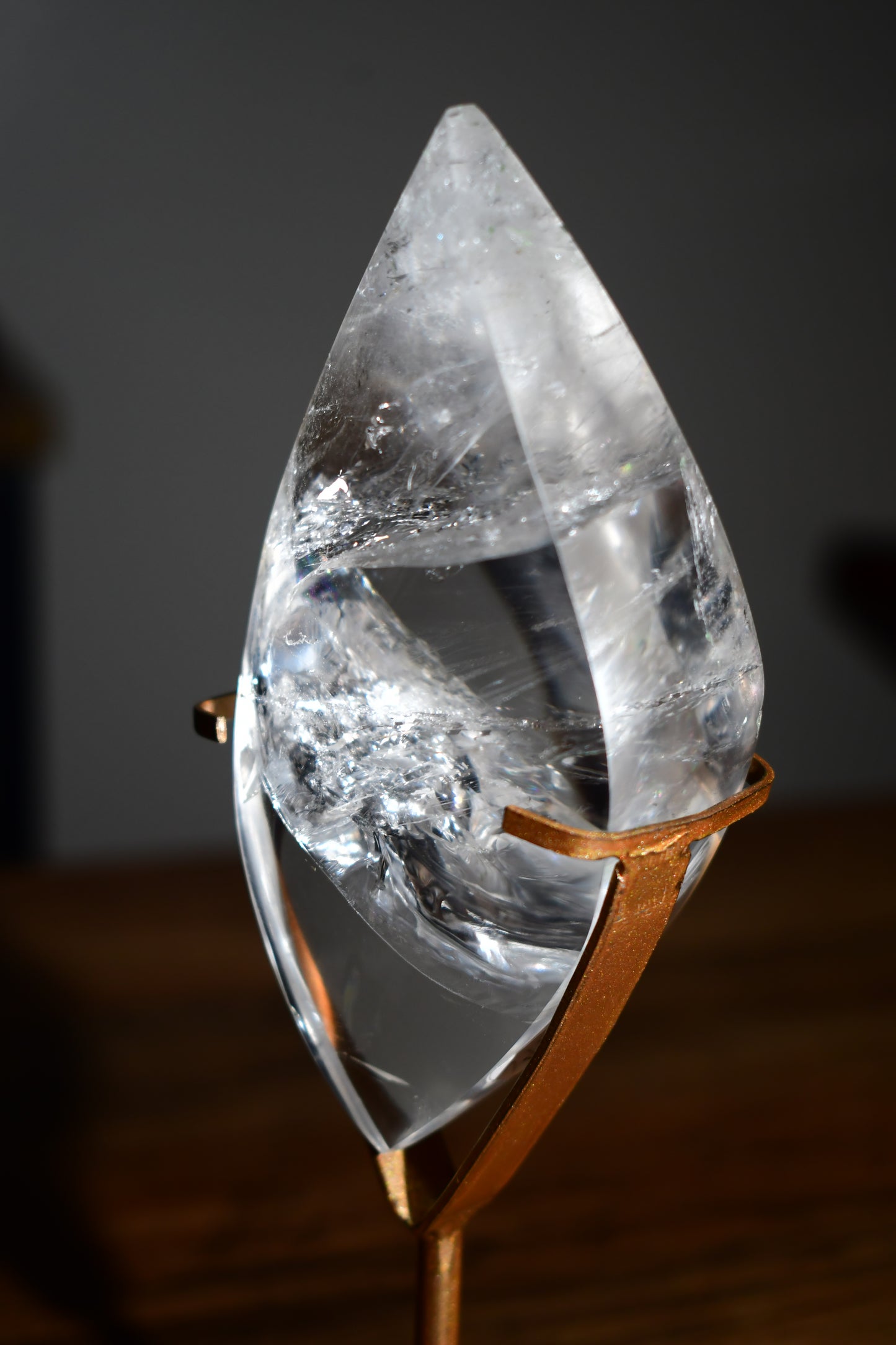 Clear Quartz Flame on Stand