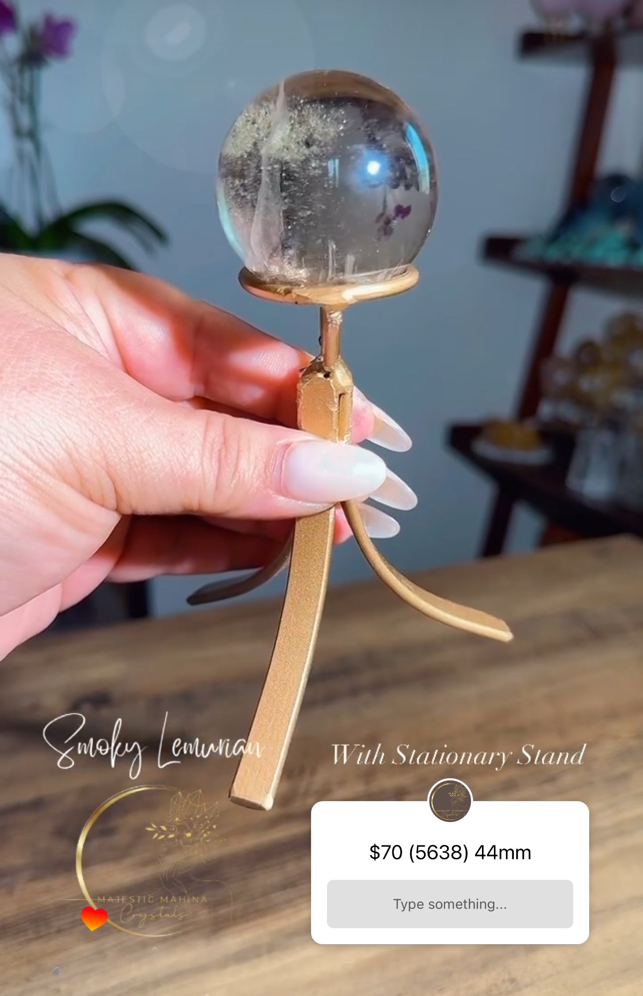 Smoky Lemurian Sphere on Stationary Stand