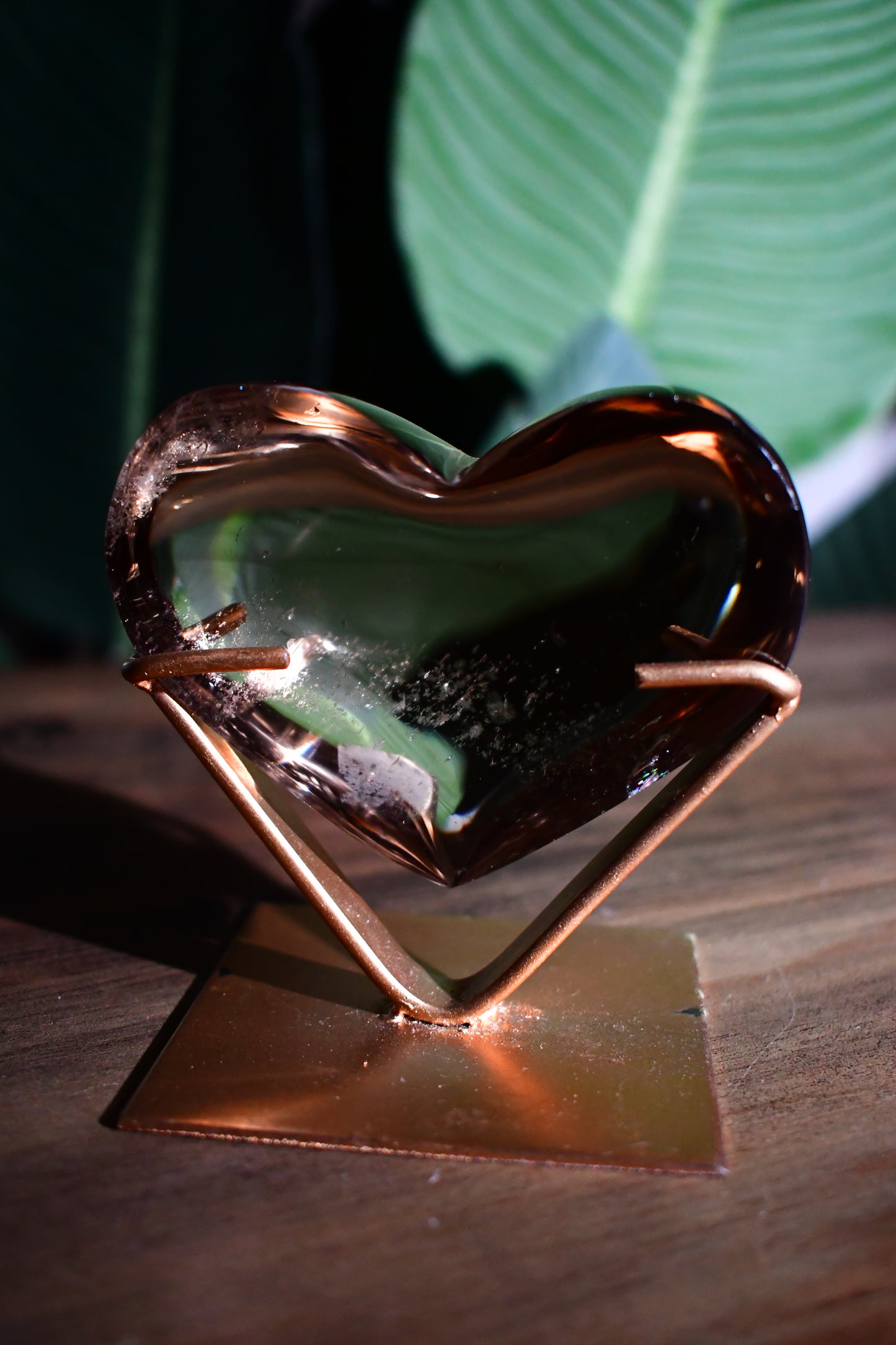 Smoky Quartz Heart on Custom Stand