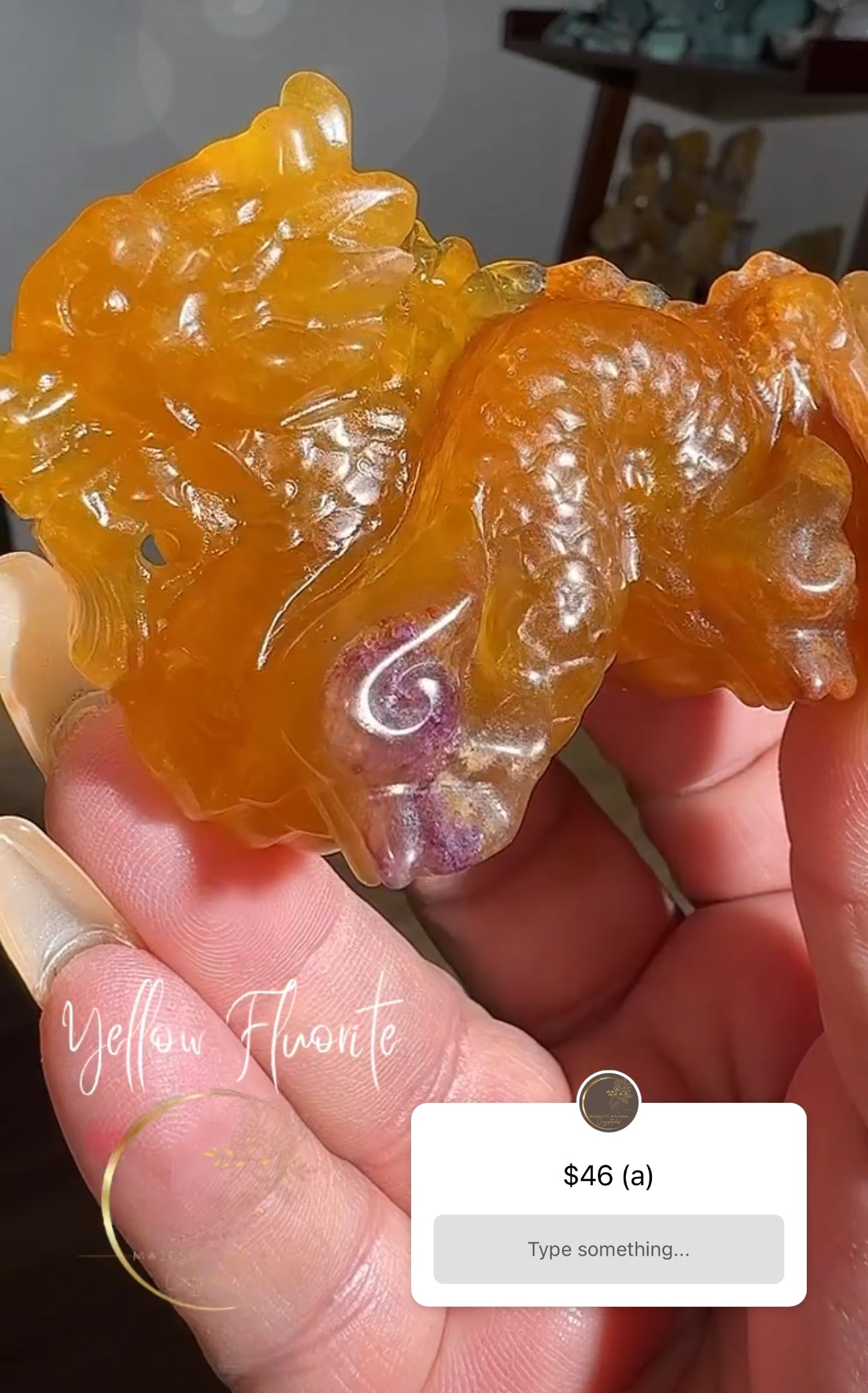 YELLOW FLUORITE DRAGON CARVING