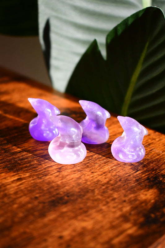 Mini Purple Fluorite Dolphin on a Wave Carving