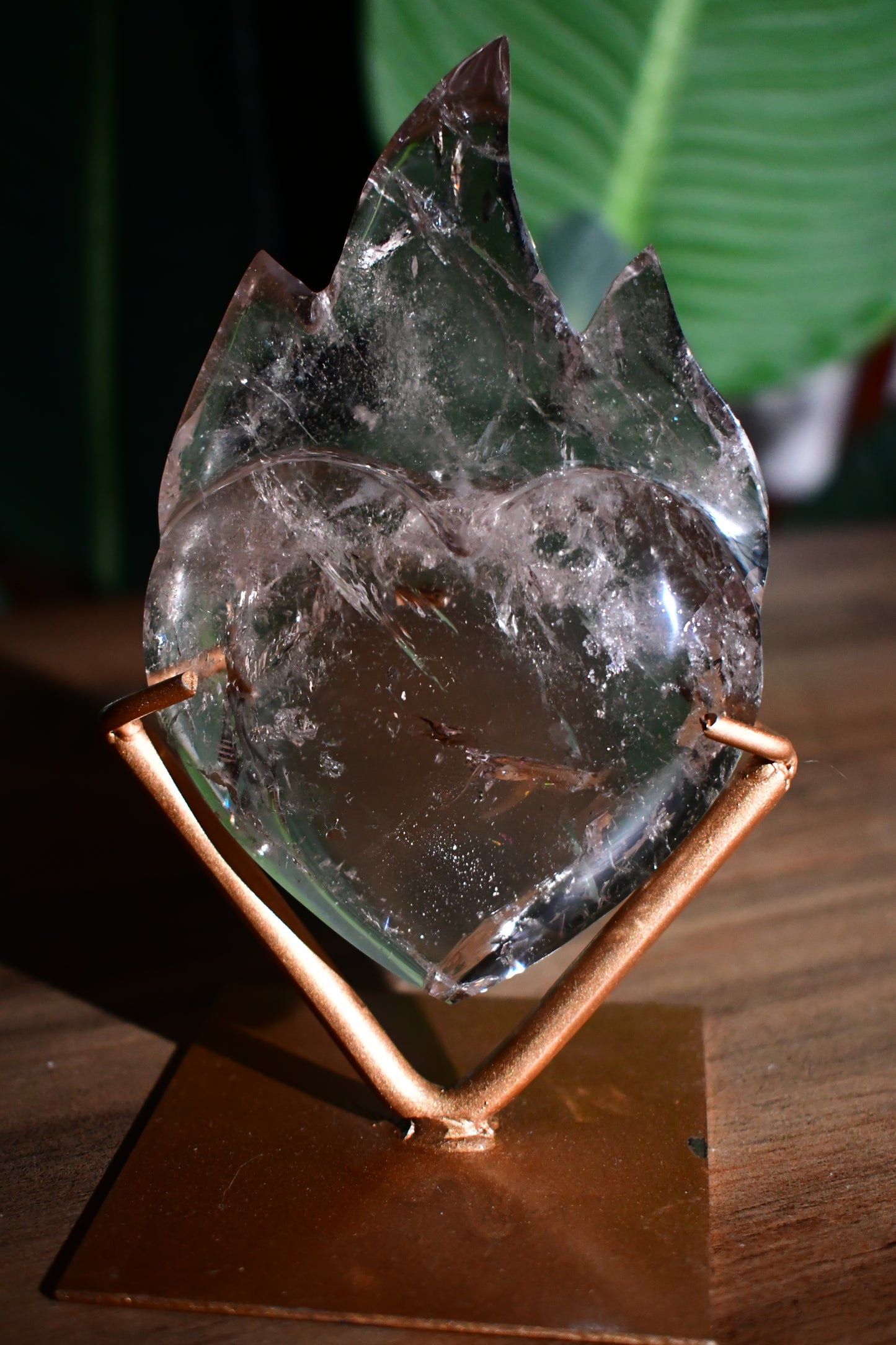 Smoky Quartz Eternal Heart Flame with Custom Stand