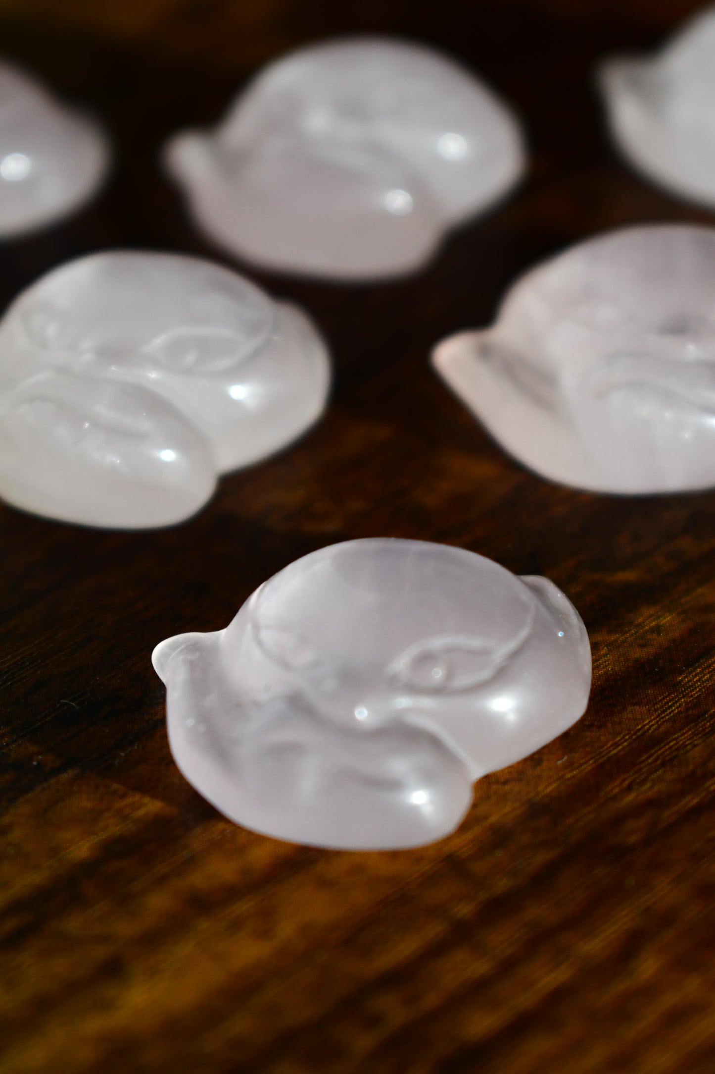 Mini Rose Quartz Nine-Tail Fox Carving