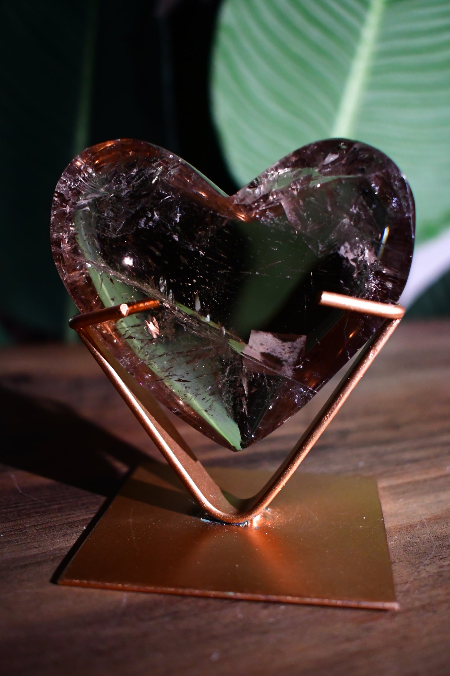 Smoky Quartz Heart on Custom Stand