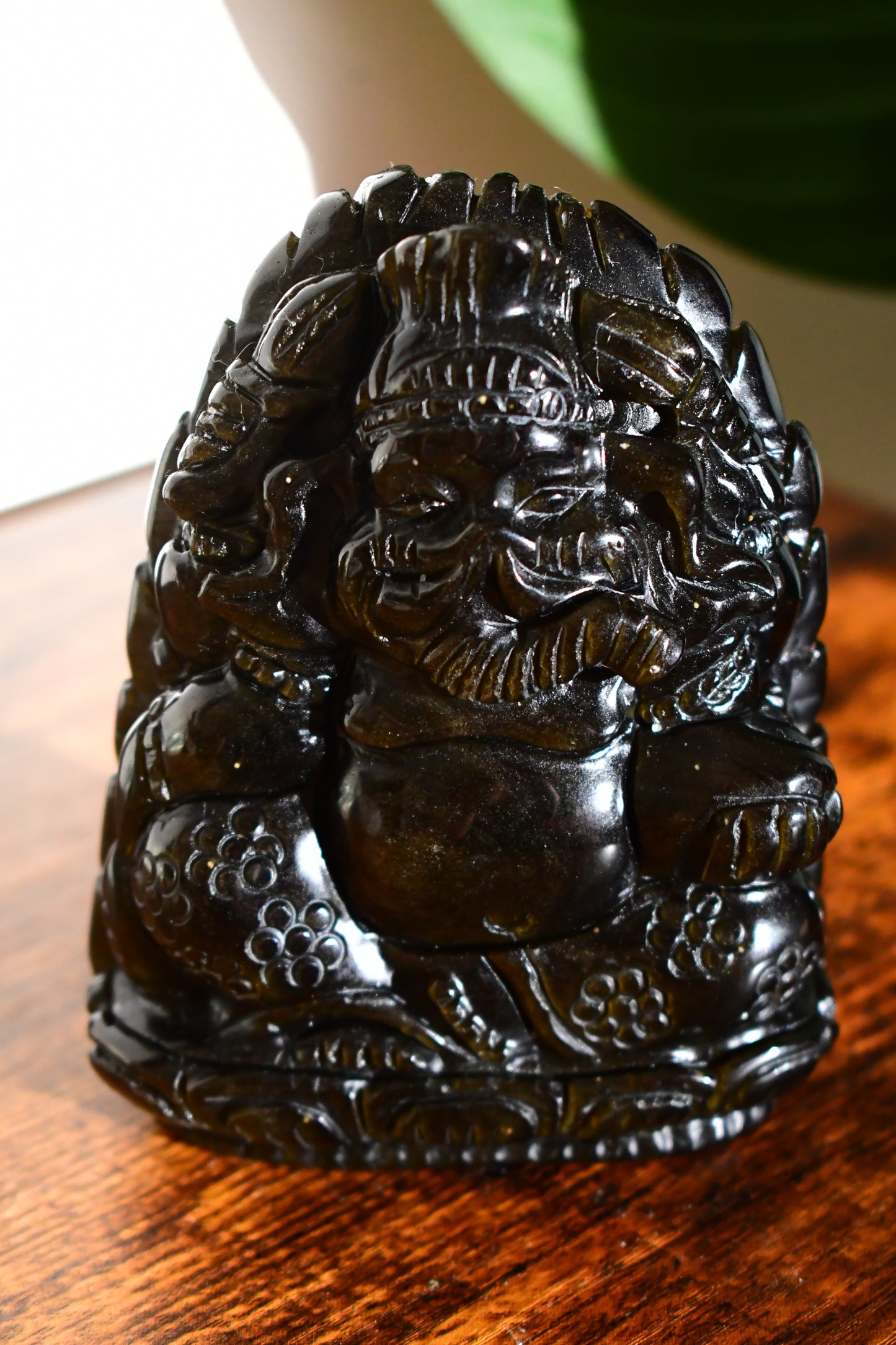 Golden Sheen Black Obsidian Ganesha