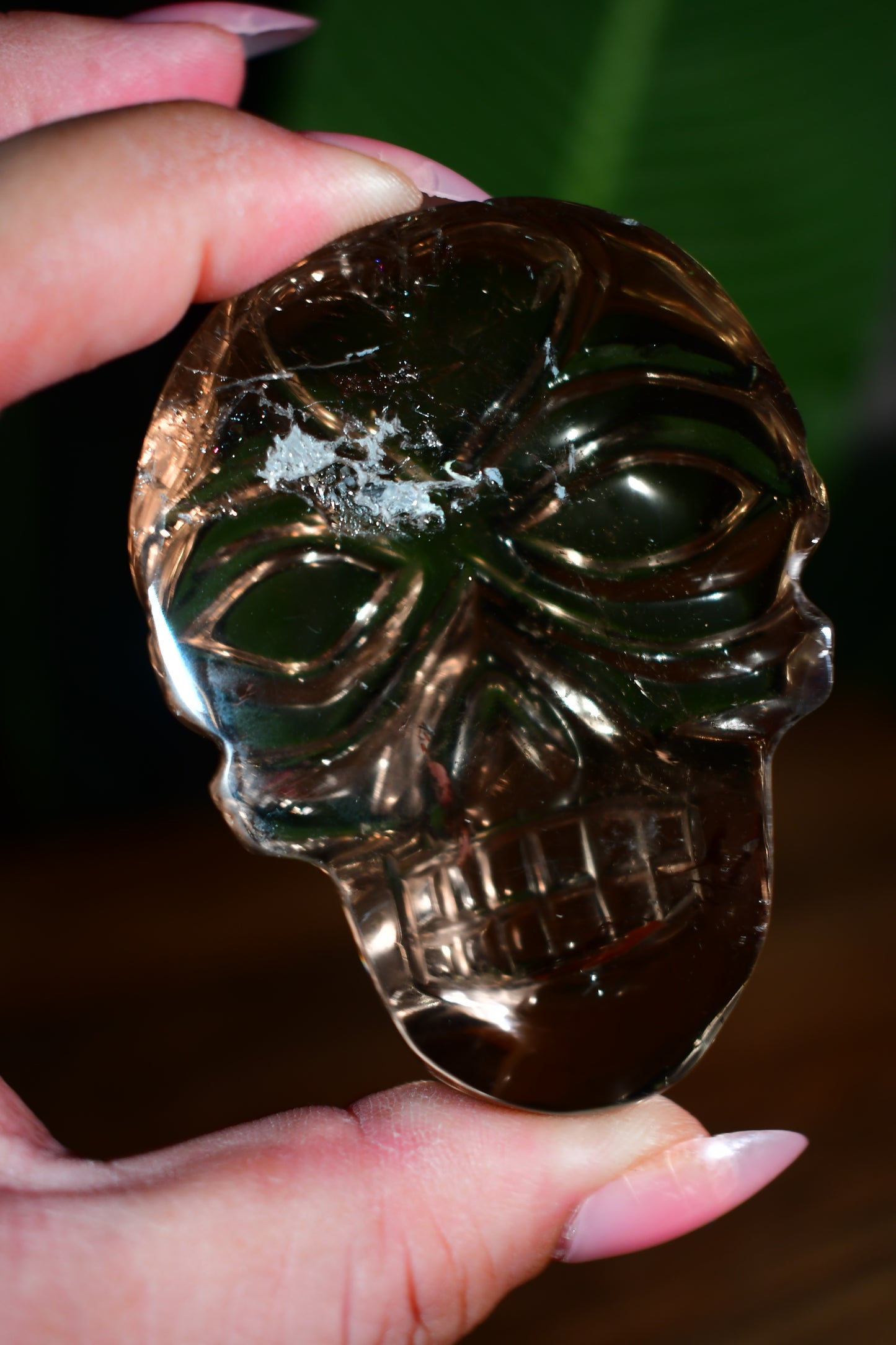 Smoky Quartz Skull Palm 01