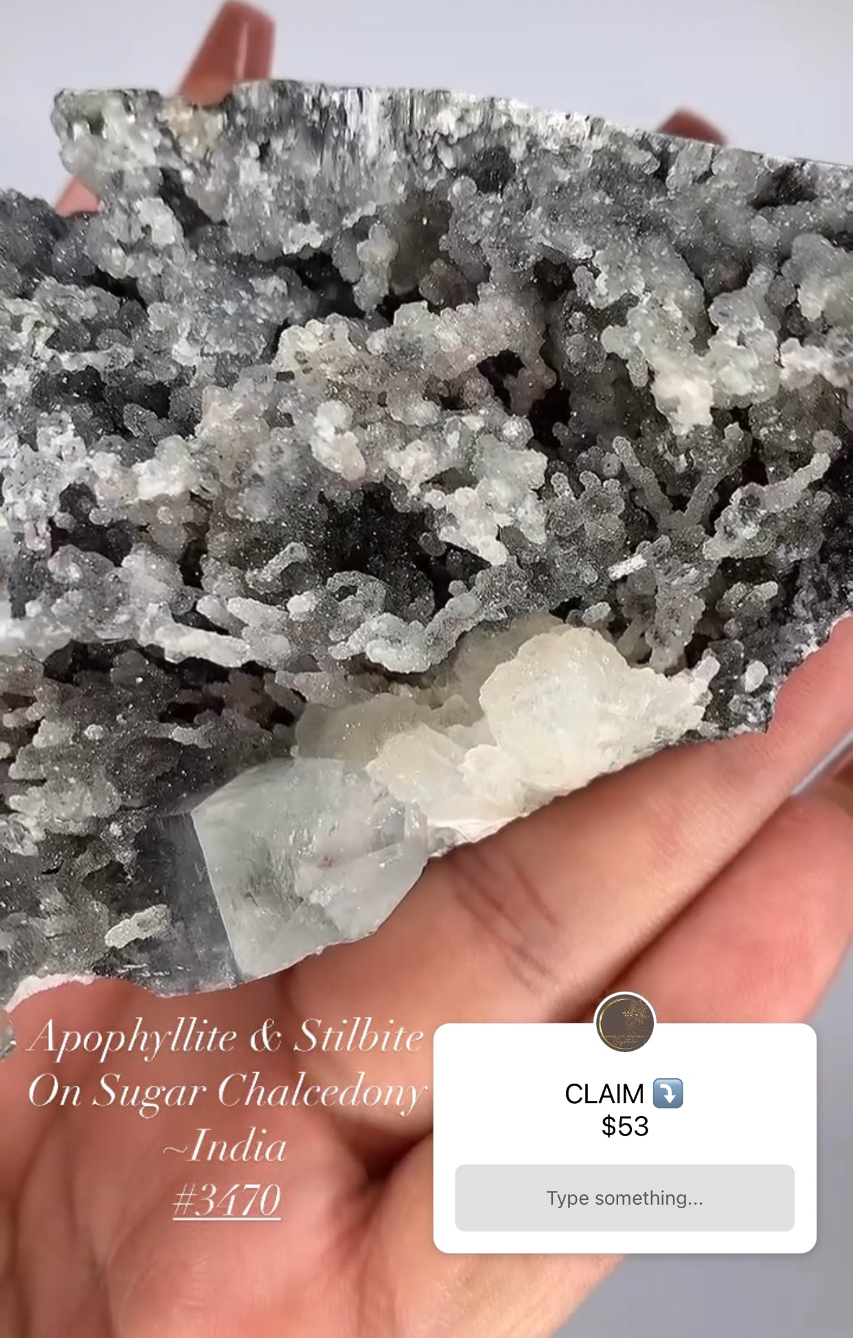 APOPHYLLITE & STILBITE ON SUGAR CHALCEDONY FORMATION- INDIA