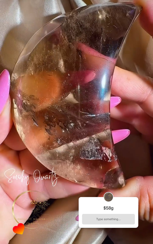 Smoky Quartz Puffy Moon