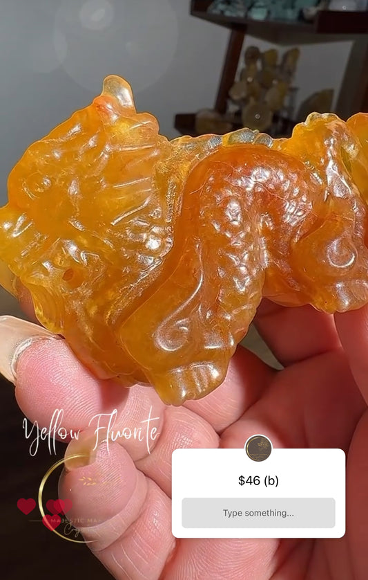 YELLOW FLUORITE DRAGON CARVING