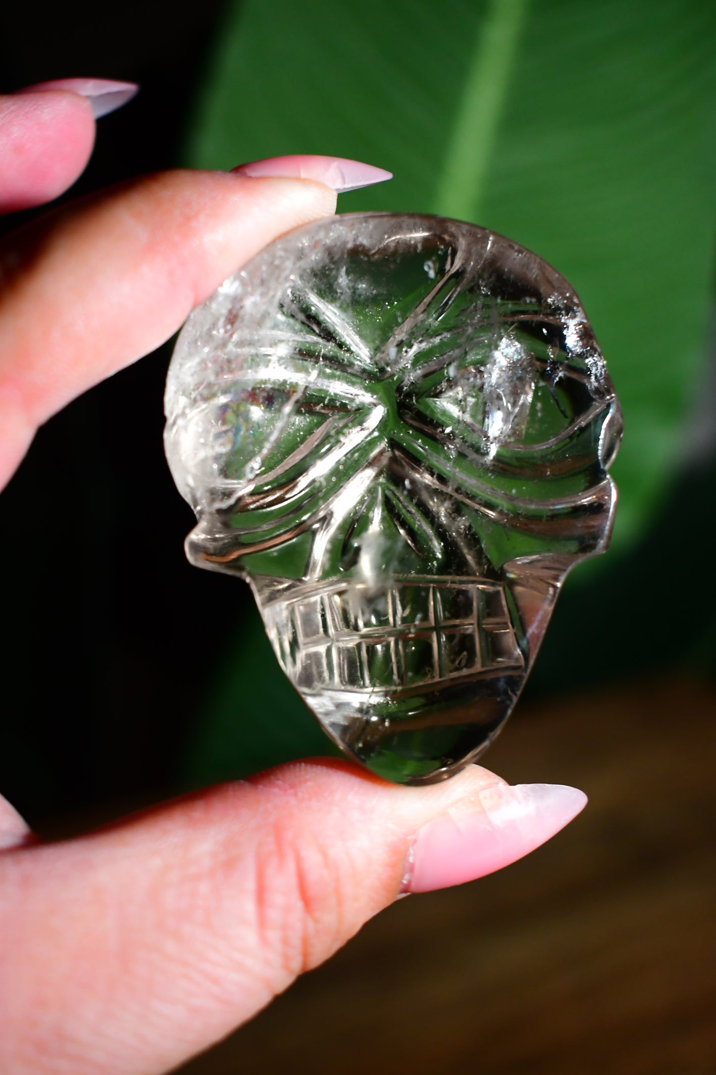 Smoky Quartz Skull Palm 02