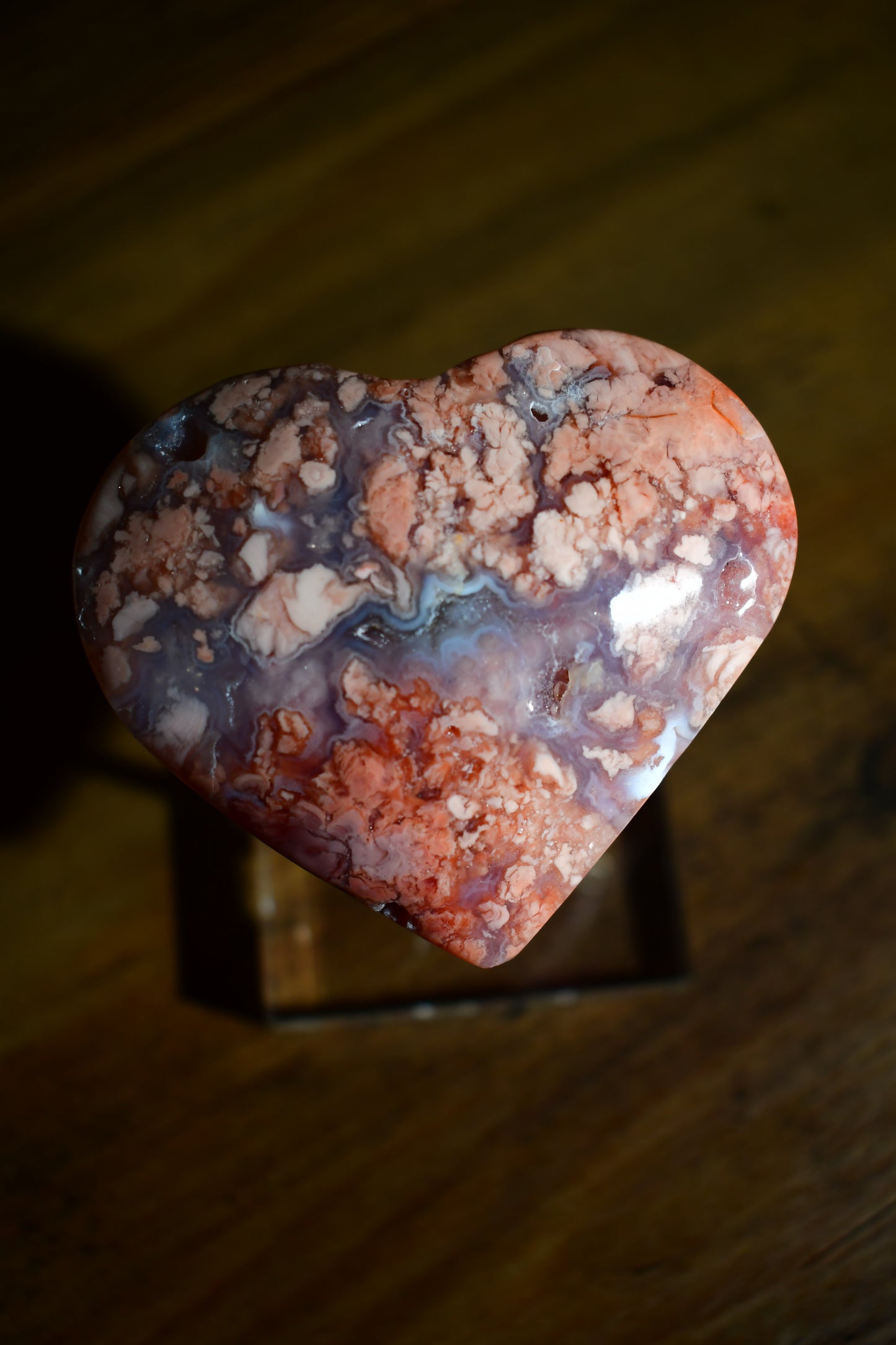 Pink Agate Heart Palm