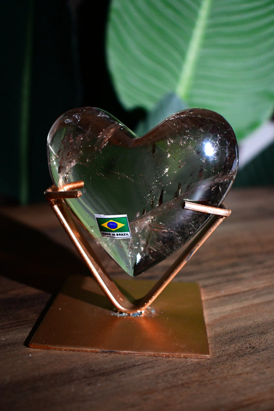 Smoky Quartz Heart on Custom Stand