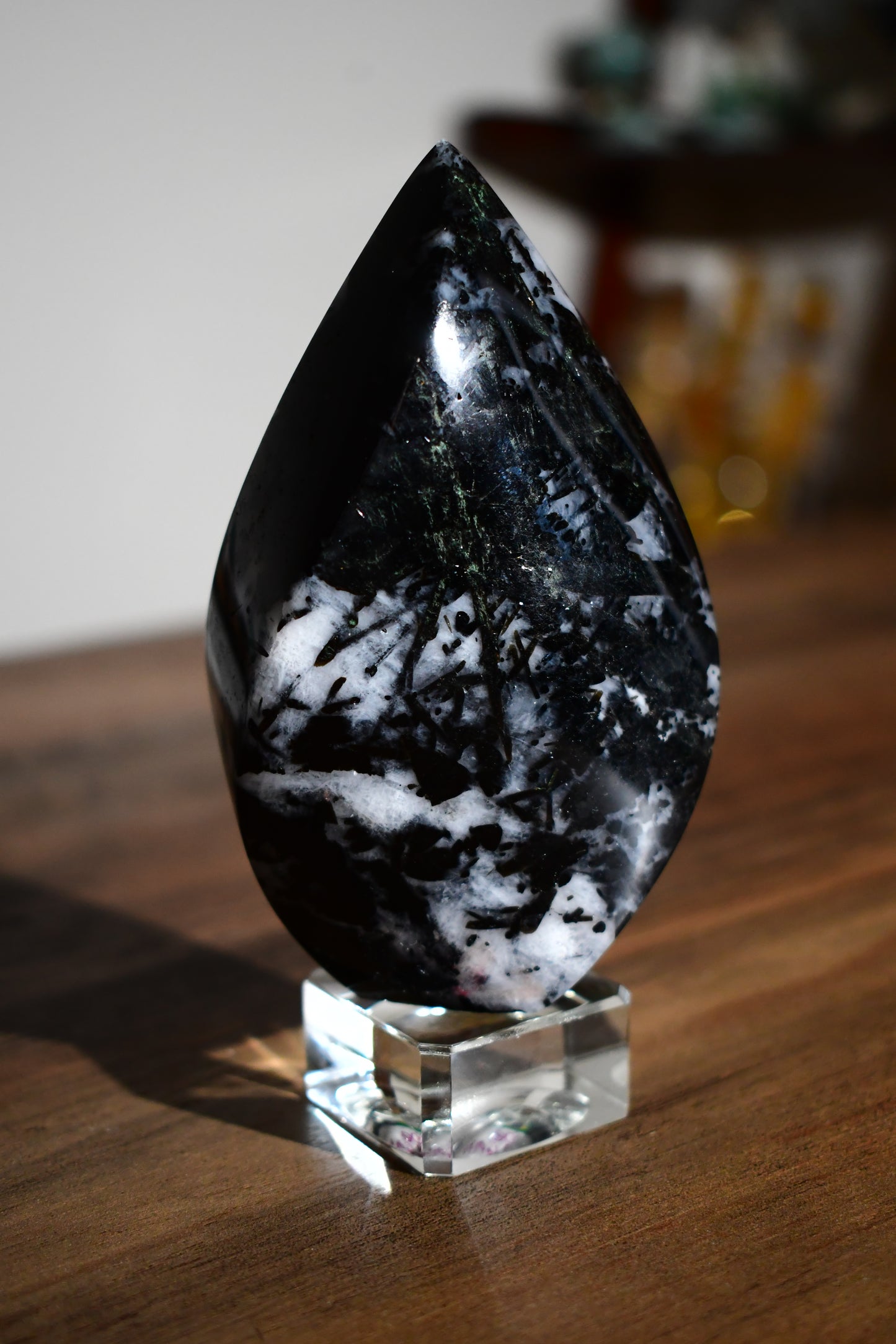 Black Tourmaline in Quartz Flame