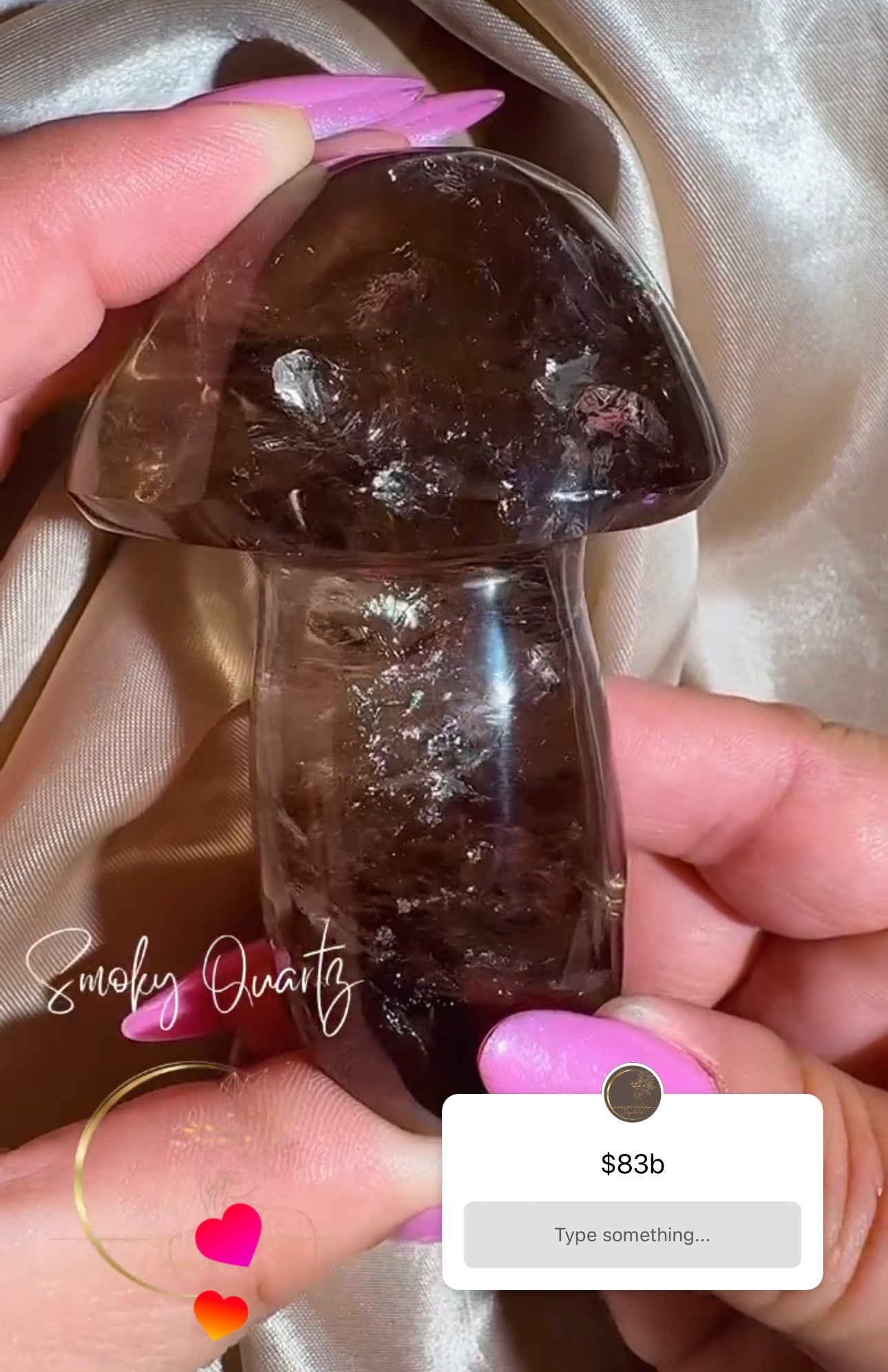 Smoky Quartz Mushroom Carving