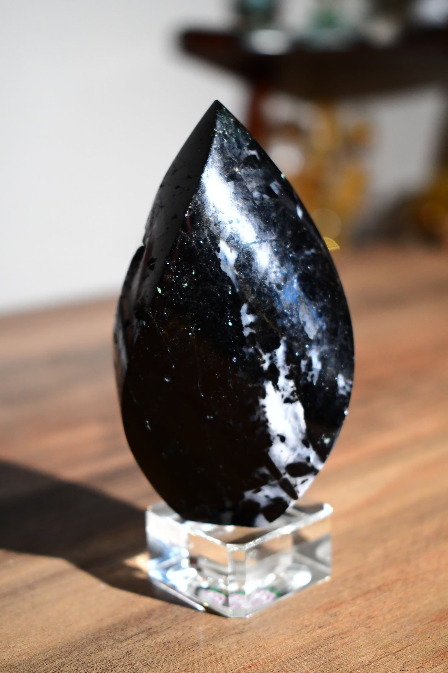 Black Tourmaline in Quartz Flame