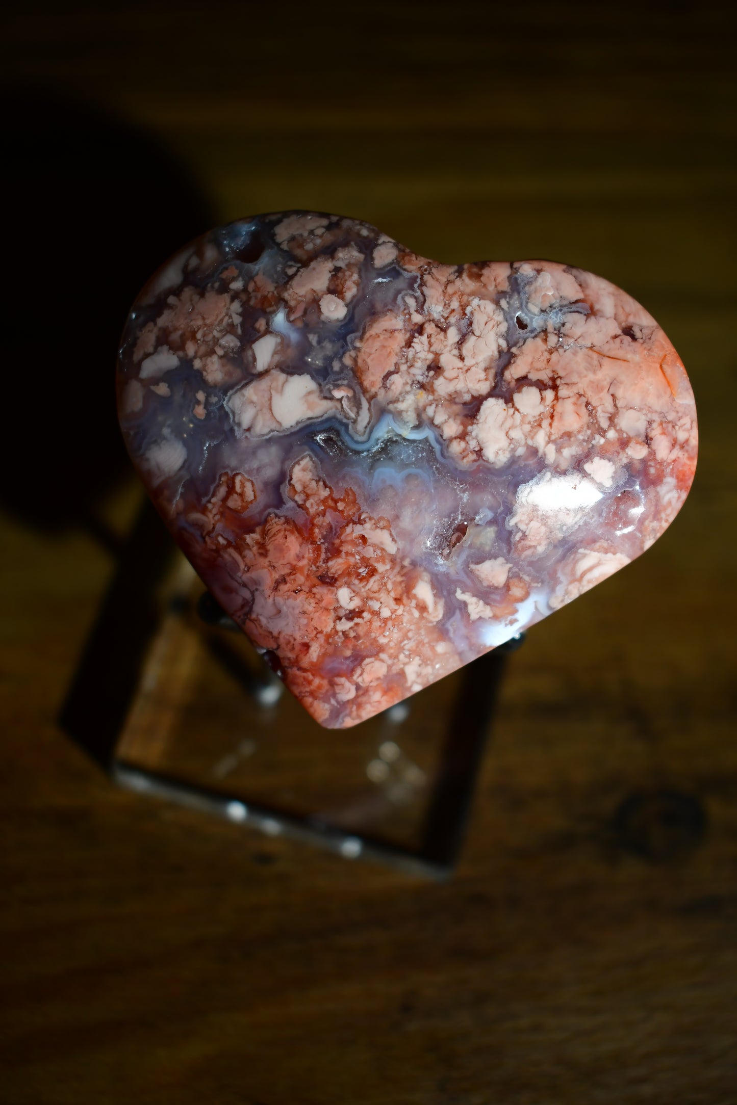 Pink Agate Heart Palm