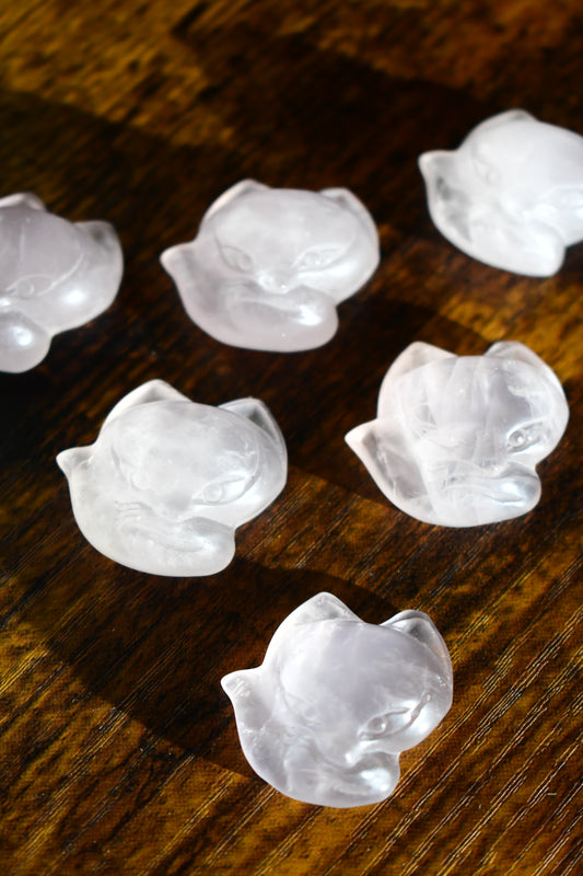 Mini Rose Quartz Nine-Tail Fox Carving