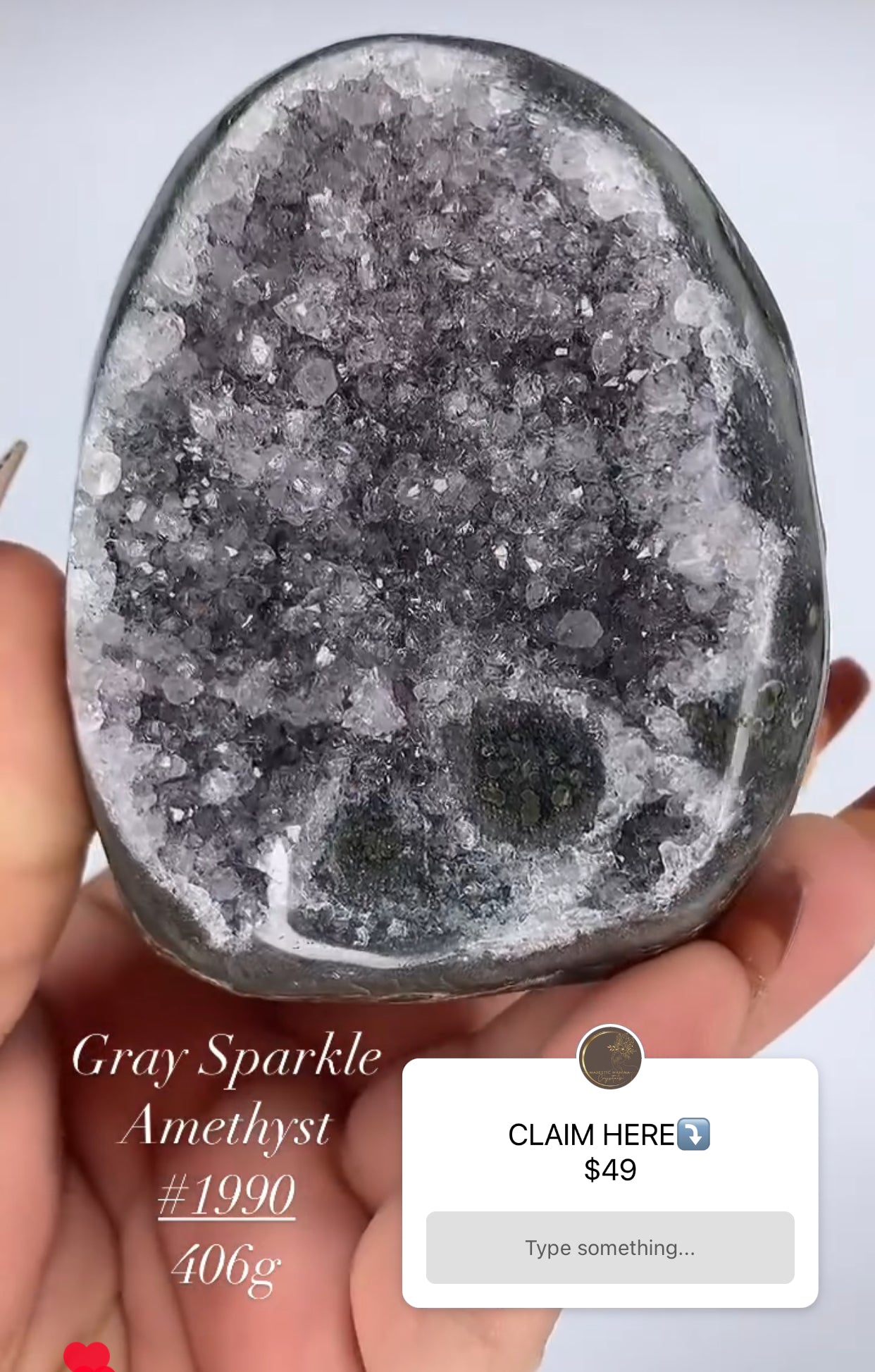 GRAY SPARKLE AMETHYST CUTBASE