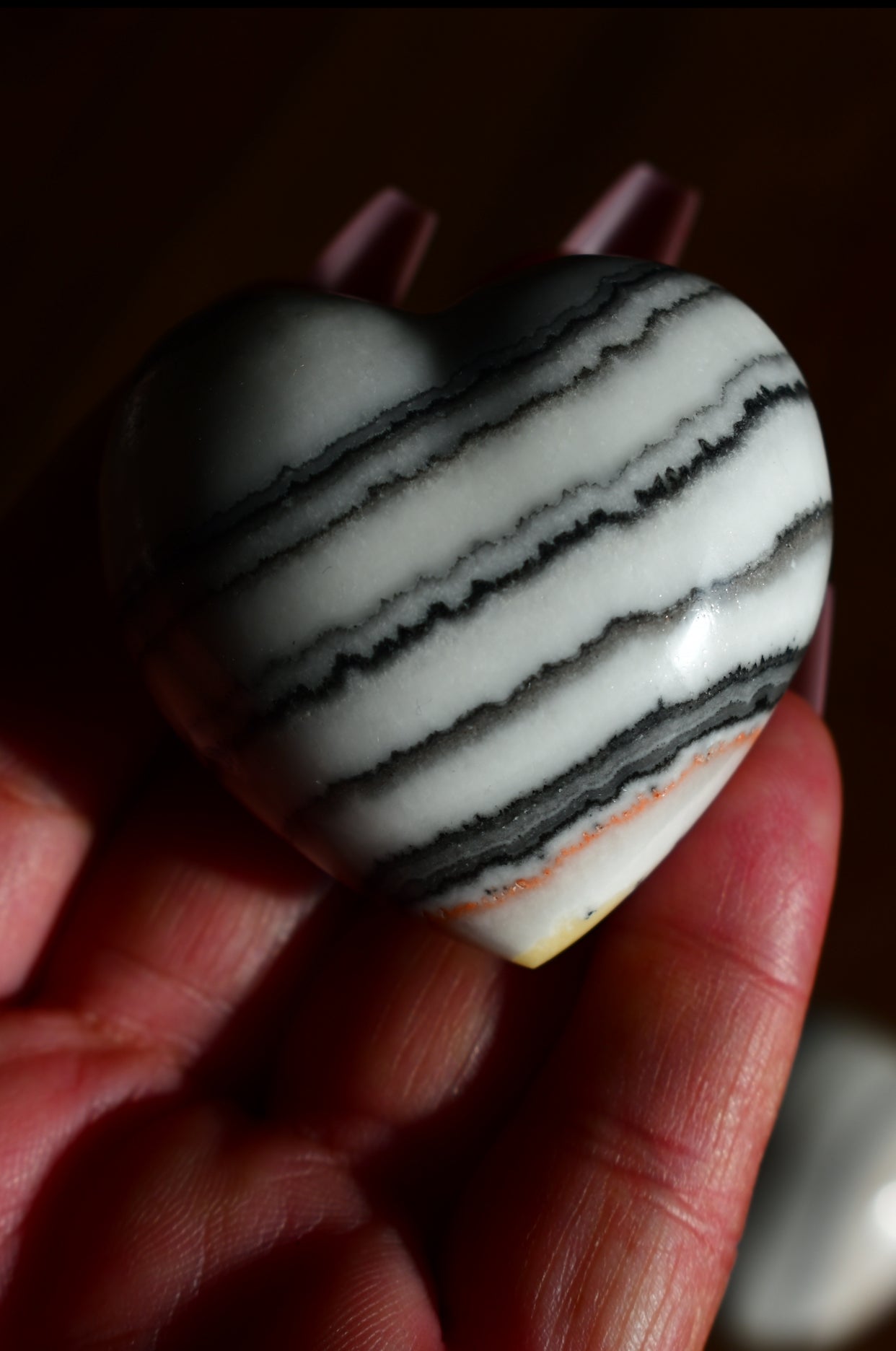 Zebra Calcite Heart Carvings