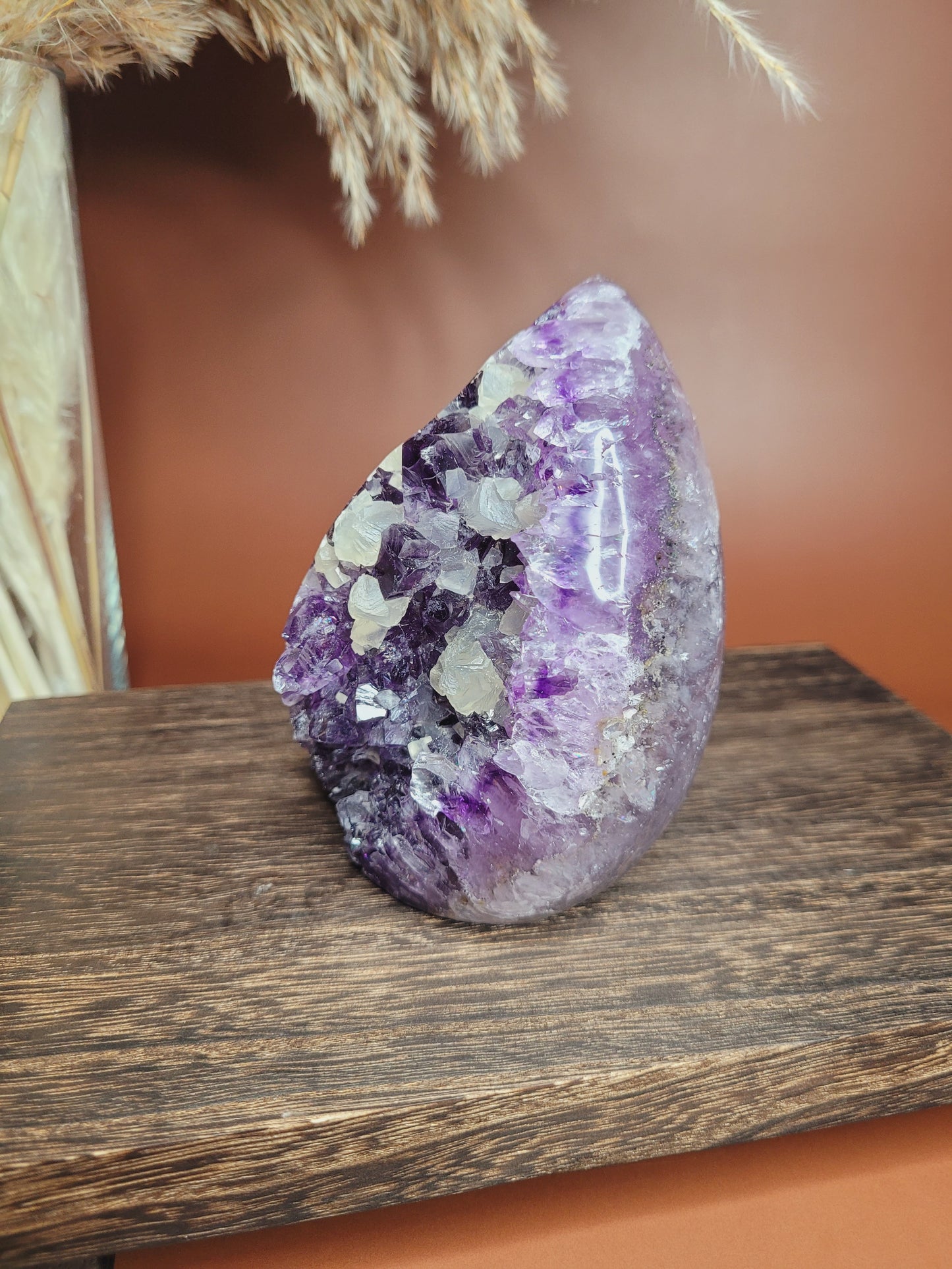 Druzy Amethyst, Agate & Calcite Flame