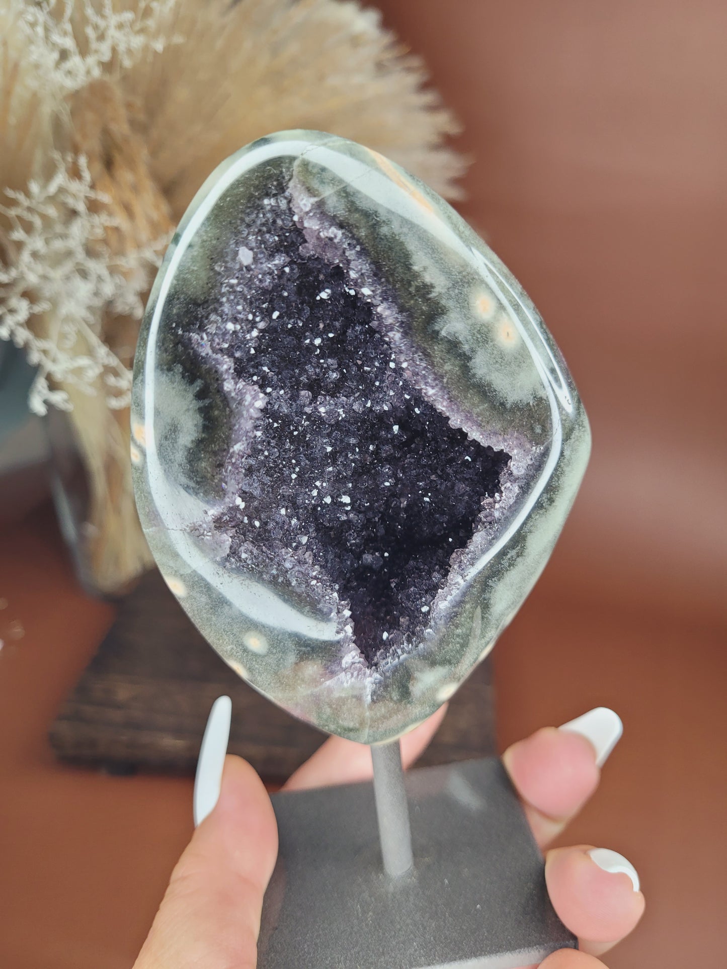 Amethyst Stalactite Druzy Freeform on Metal Stand / Stalactites /High Quality Crystals/Gifts for Him/Gifts for Her/Calcite/Rare Freeforms