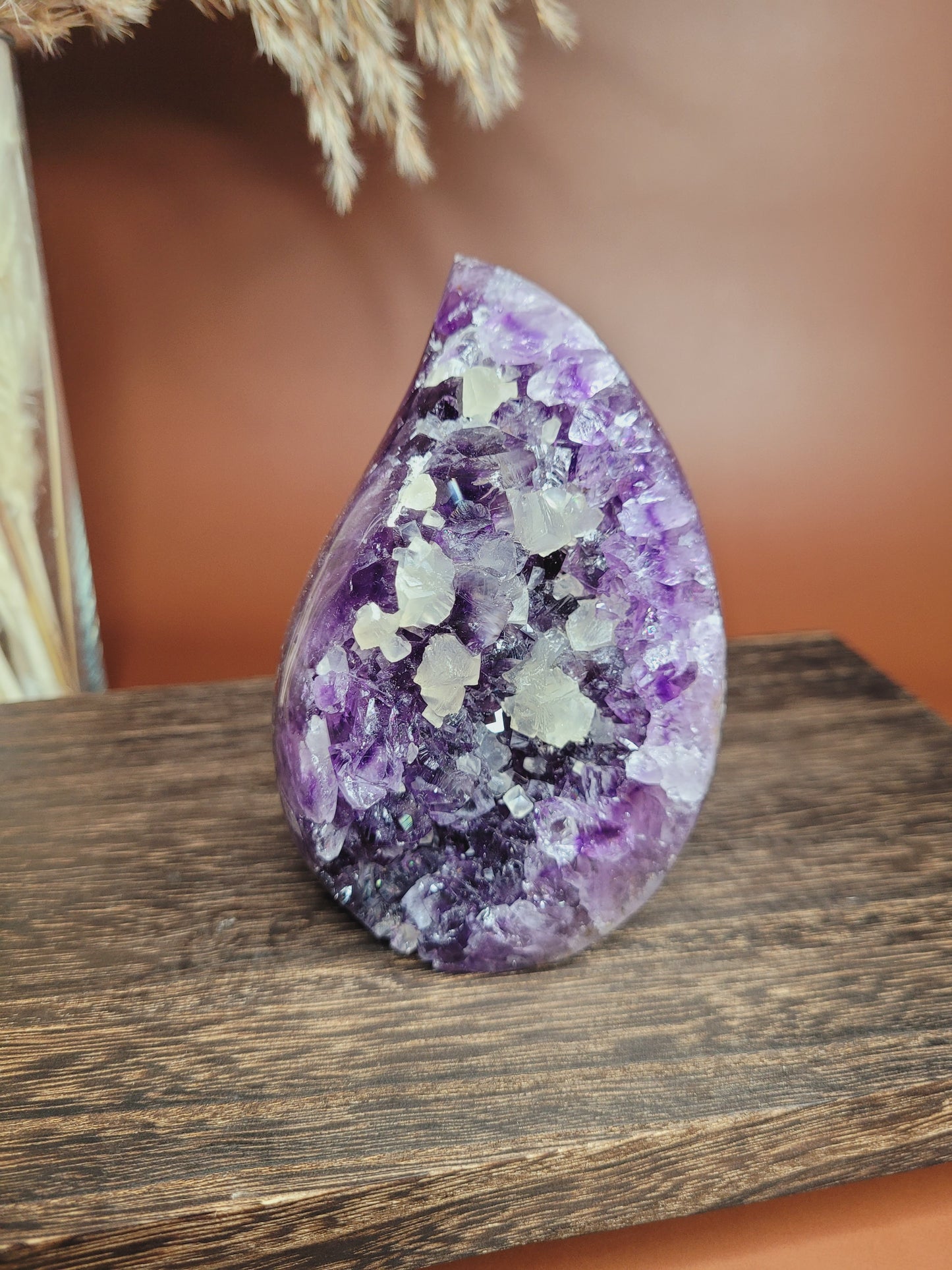 Druzy Amethyst, Agate & Calcite Flame