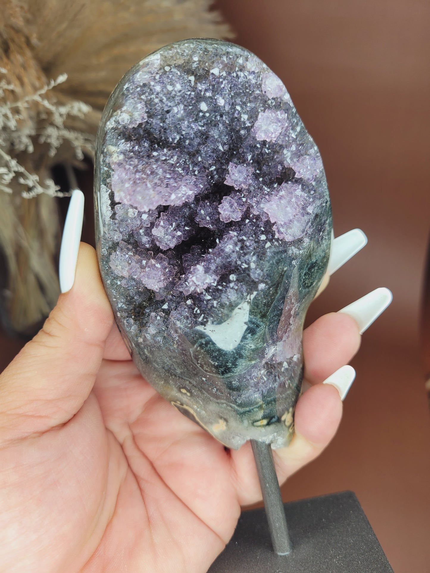 Amethyst Stalactite Druzy Freeform on Metal Stand / Stalactites /High Quality Crystals/Gifts for Him/Gifts for Her/Calcite/Rare Freeforms