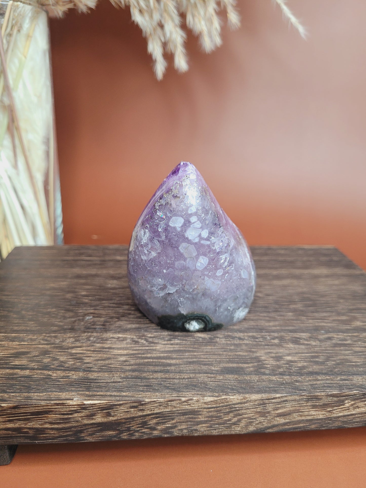 Druzy Amethyst and Calcite Flame