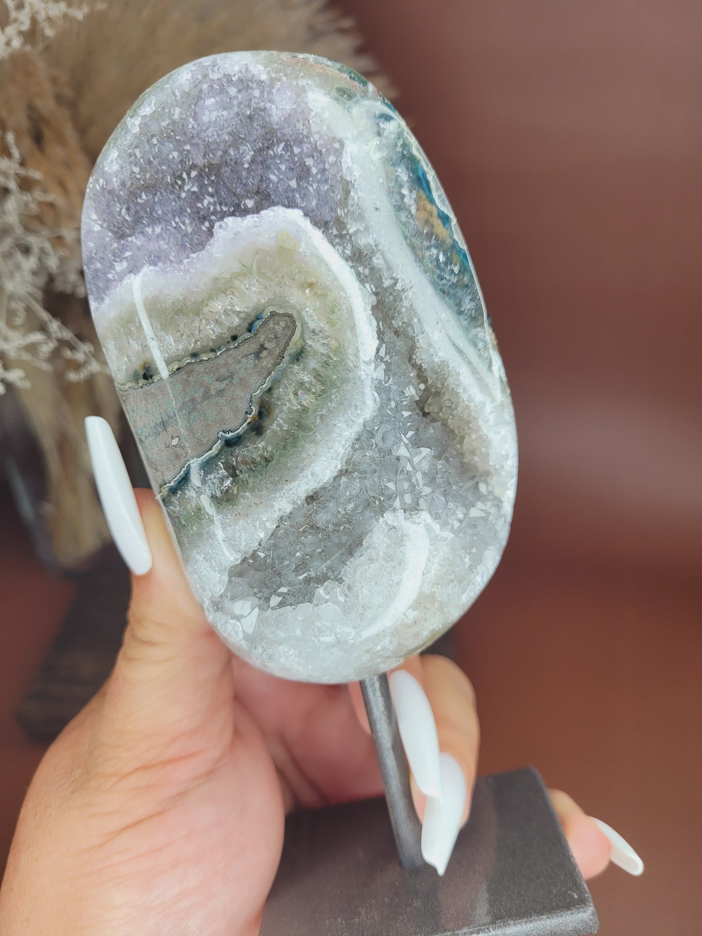 Amethyst Stalactite Druzy Freeform on Metal Stand / Stalactites /High Quality Crystals/Gifts for Him/Gifts for Her/Calcite/Rare Freeforms