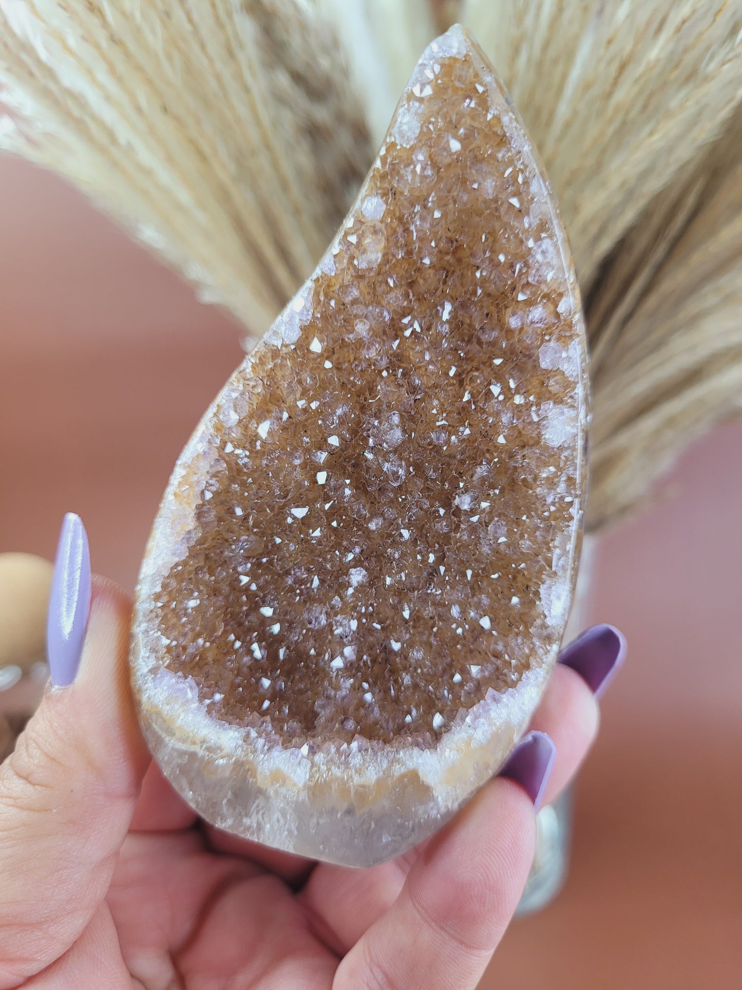 Druzy Amethyst and Calcite Flame/Freeform/ Amethyst/ High Quality Crystals/ Gifts for Him/ Gifts for Her/ Healing Crystals/ Calming/ Orange