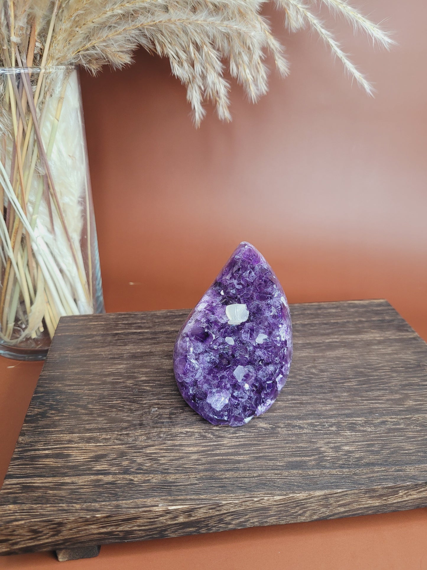 Druzy Amethyst and Calcite Flame