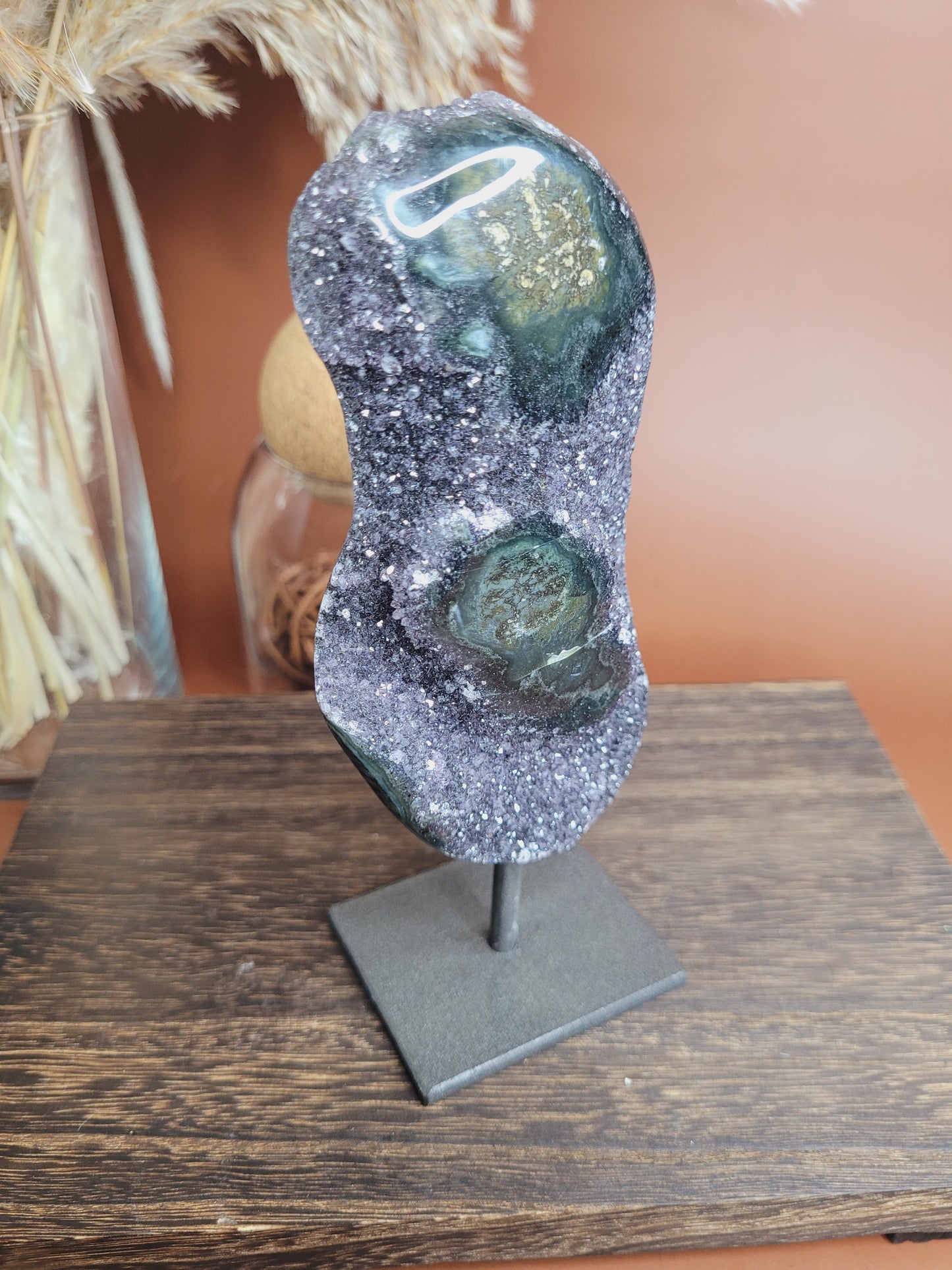 Amethyst Stalactite Druzy Freeform on Metal Stand / Stalactites /High Quality Crystals/Gifts for Him/Gifts for Her/Calcite/Rare Freeforms