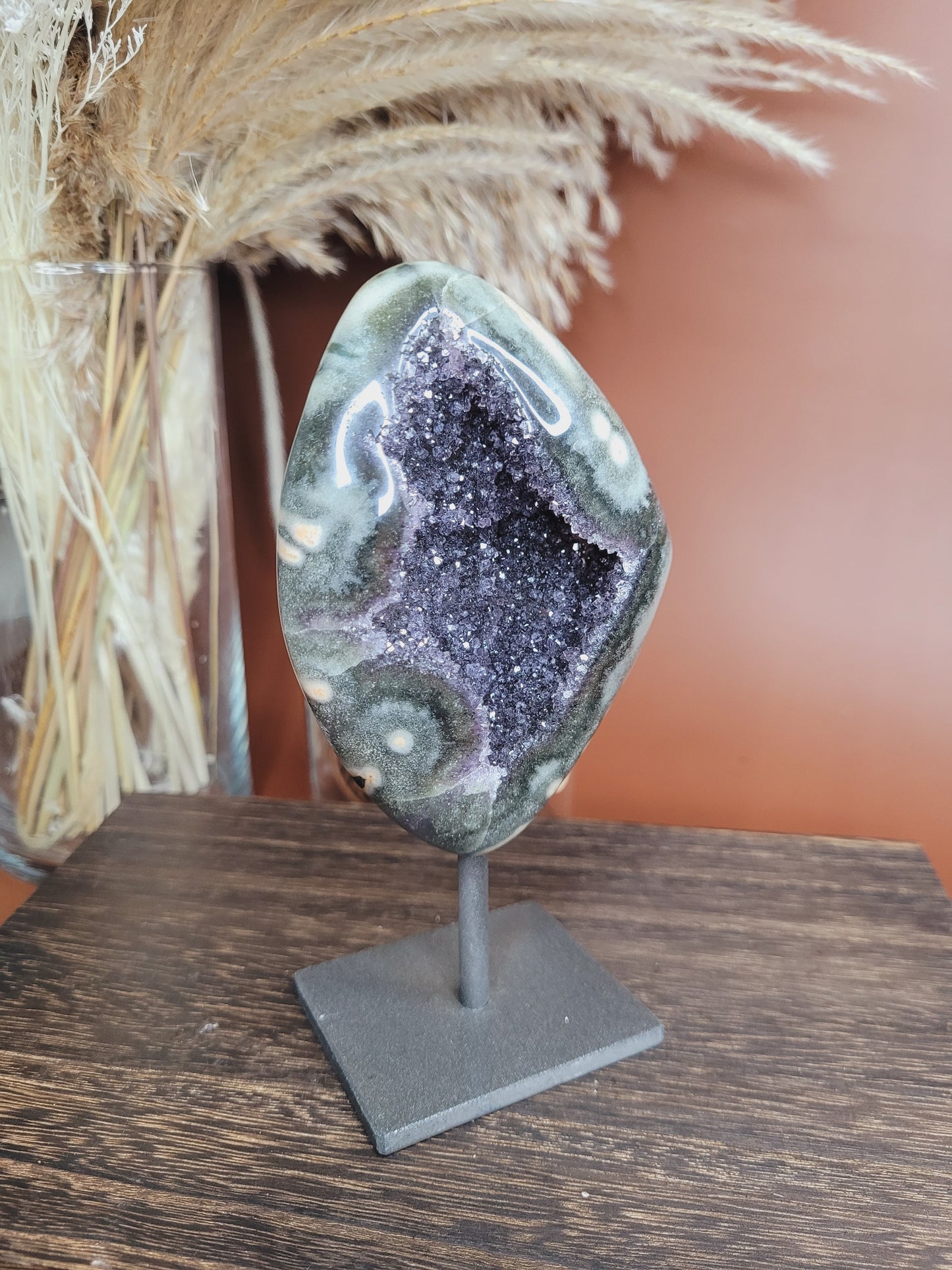 Amethyst Stalactite Druzy Freeform on Metal Stand / Stalactites /High Quality Crystals/Gifts for Him/Gifts for Her/Calcite/Rare Freeforms